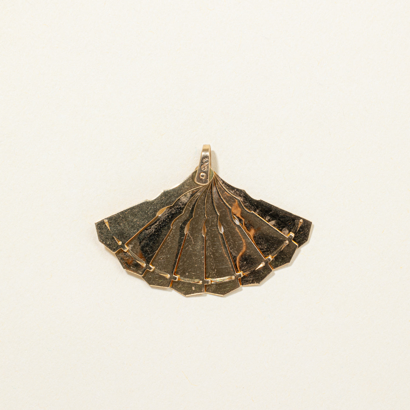 Spanish Hallmarked 18K Yellow Gold "Espana" Kinetic Fan Pendant