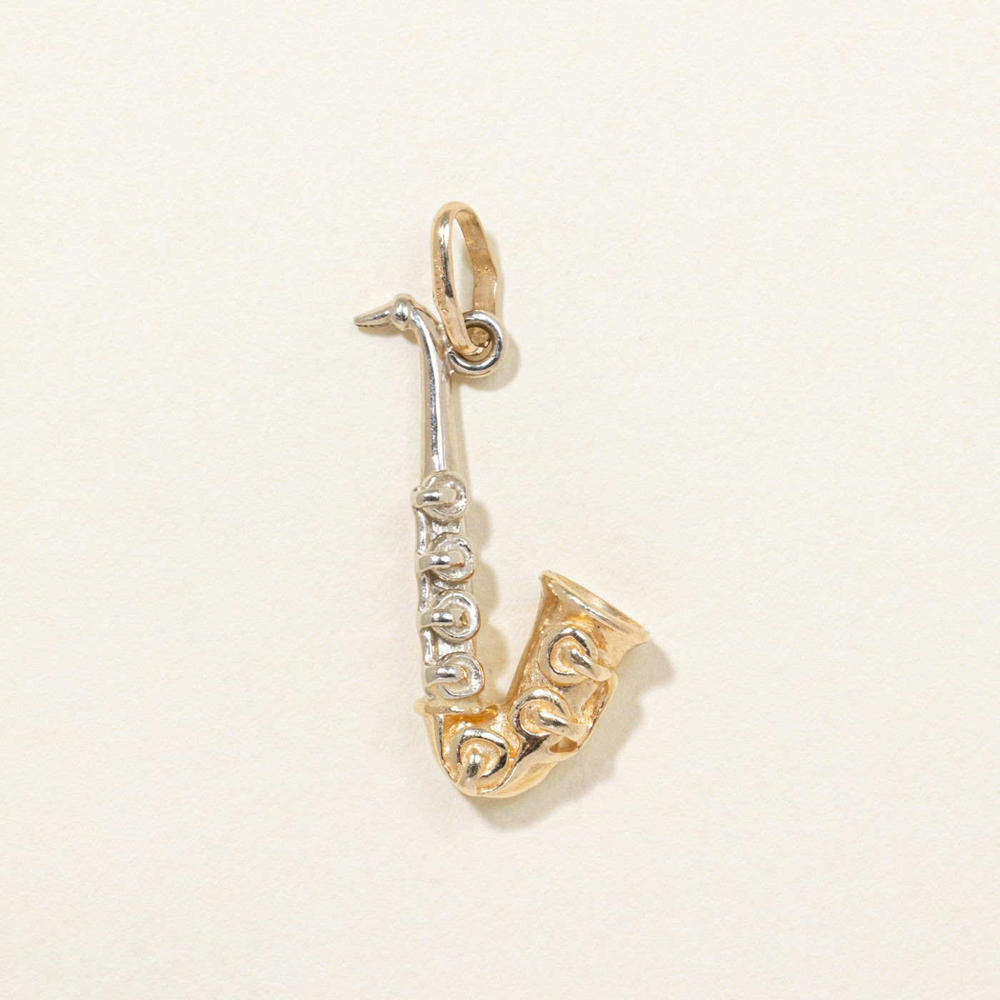 14k Two Tone Gold Saxophone Charm