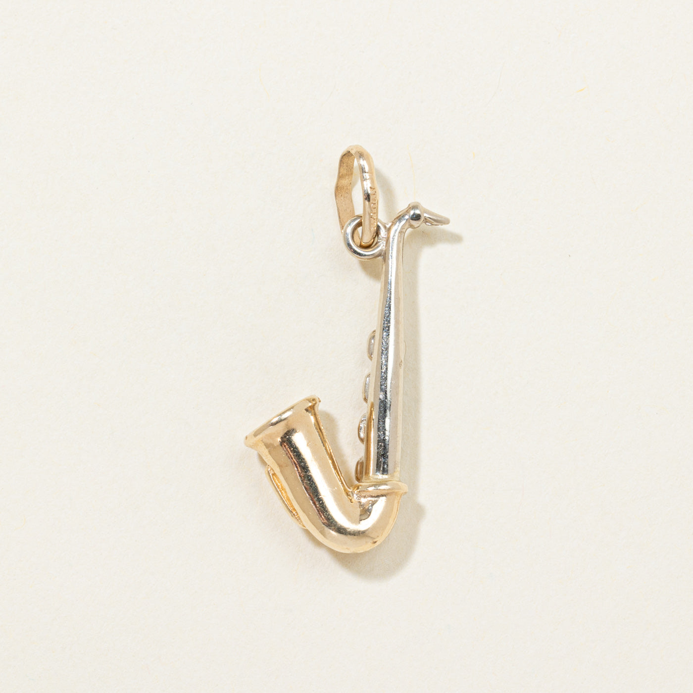 14k Two Tone Gold Saxophone Charm