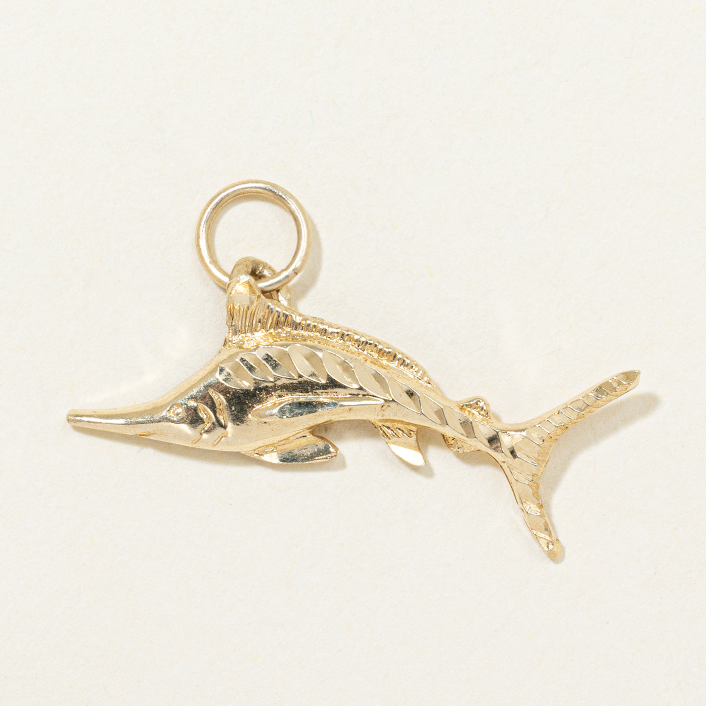 14K Yellow Gold Textured Swordfish Charm