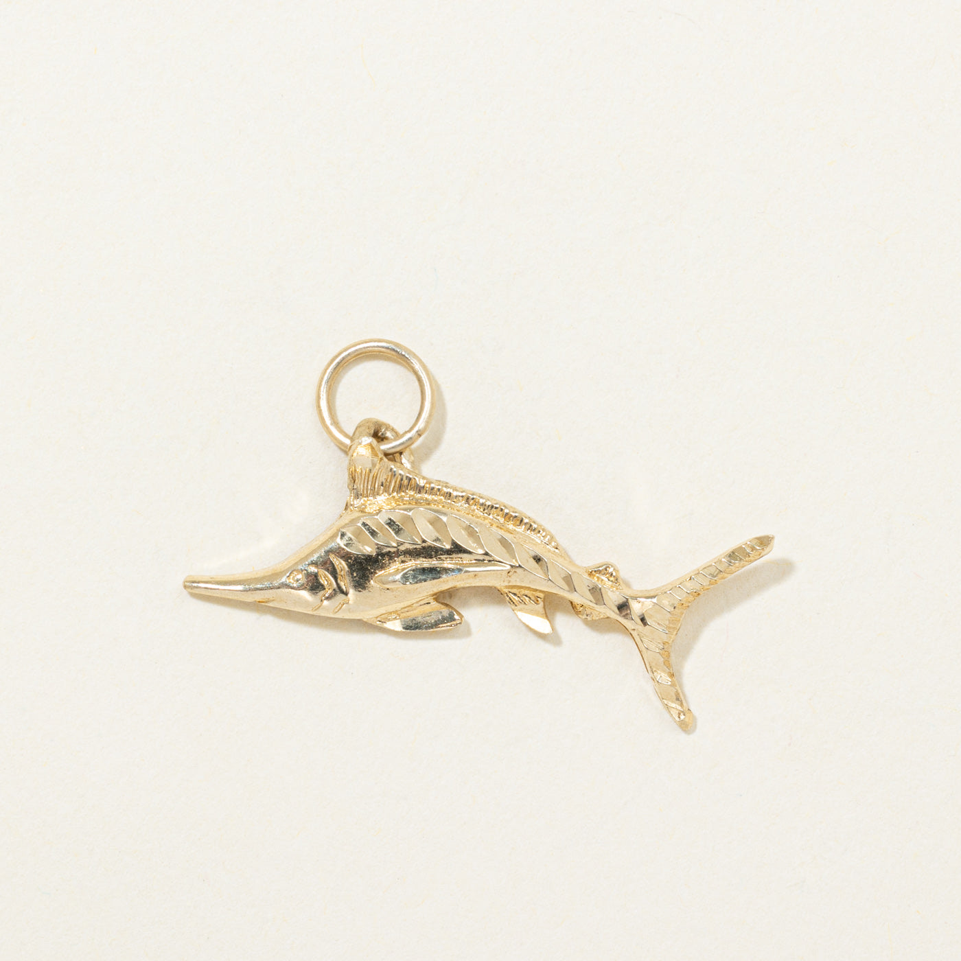 14K Yellow Gold Textured Swordfish Charm