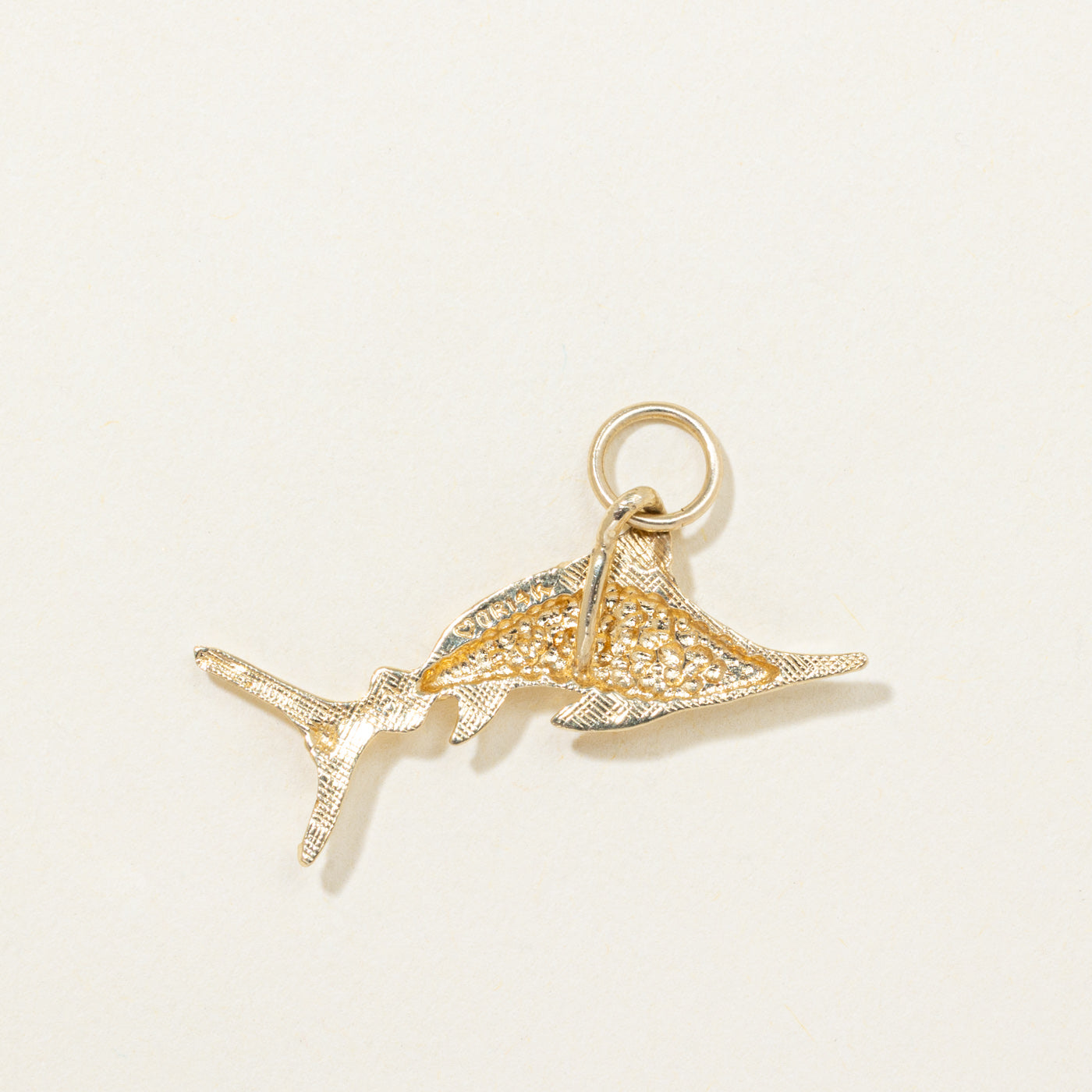 14K Yellow Gold Textured Swordfish Charm