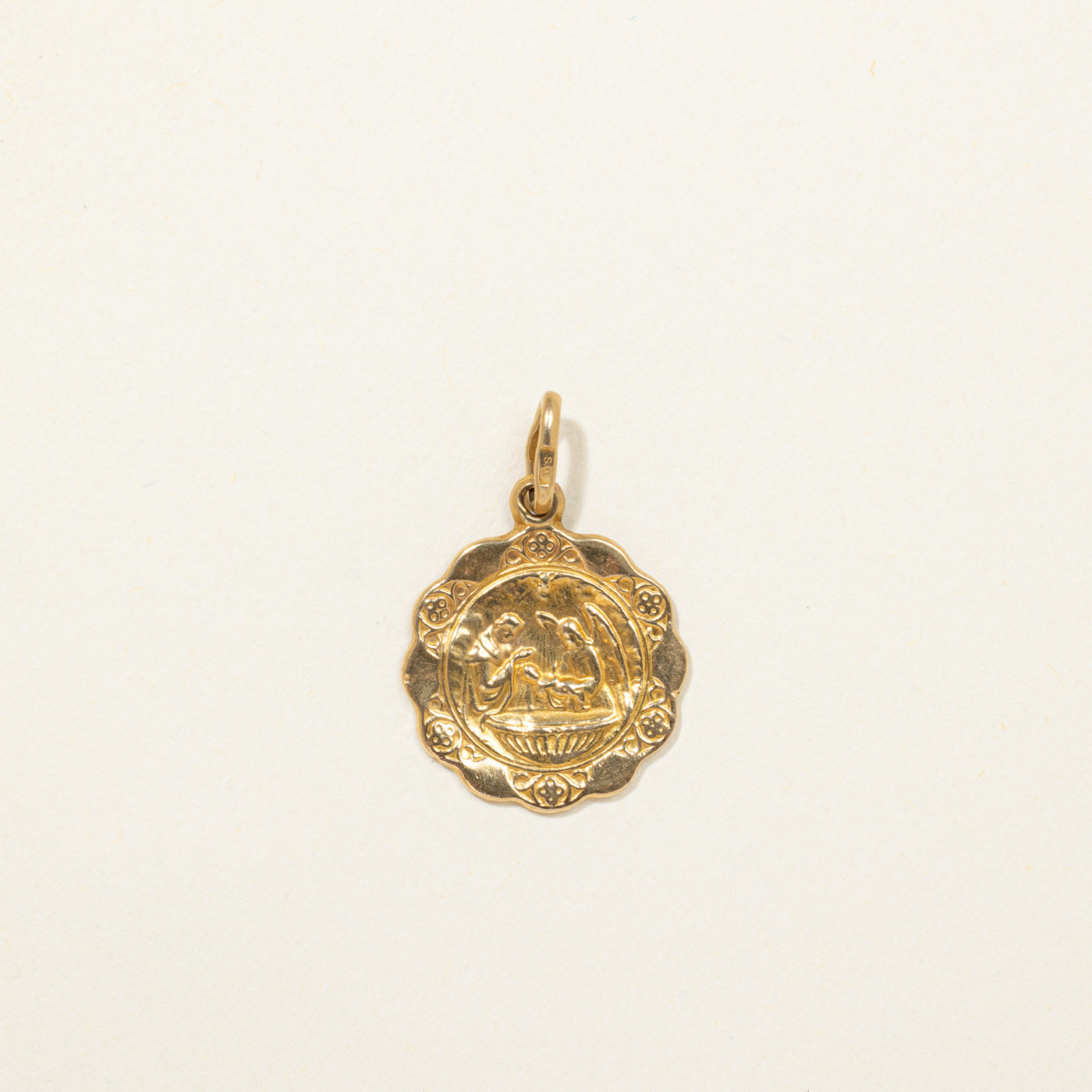 Vintage Italian 18k Yellow Gold Baptism Pendant