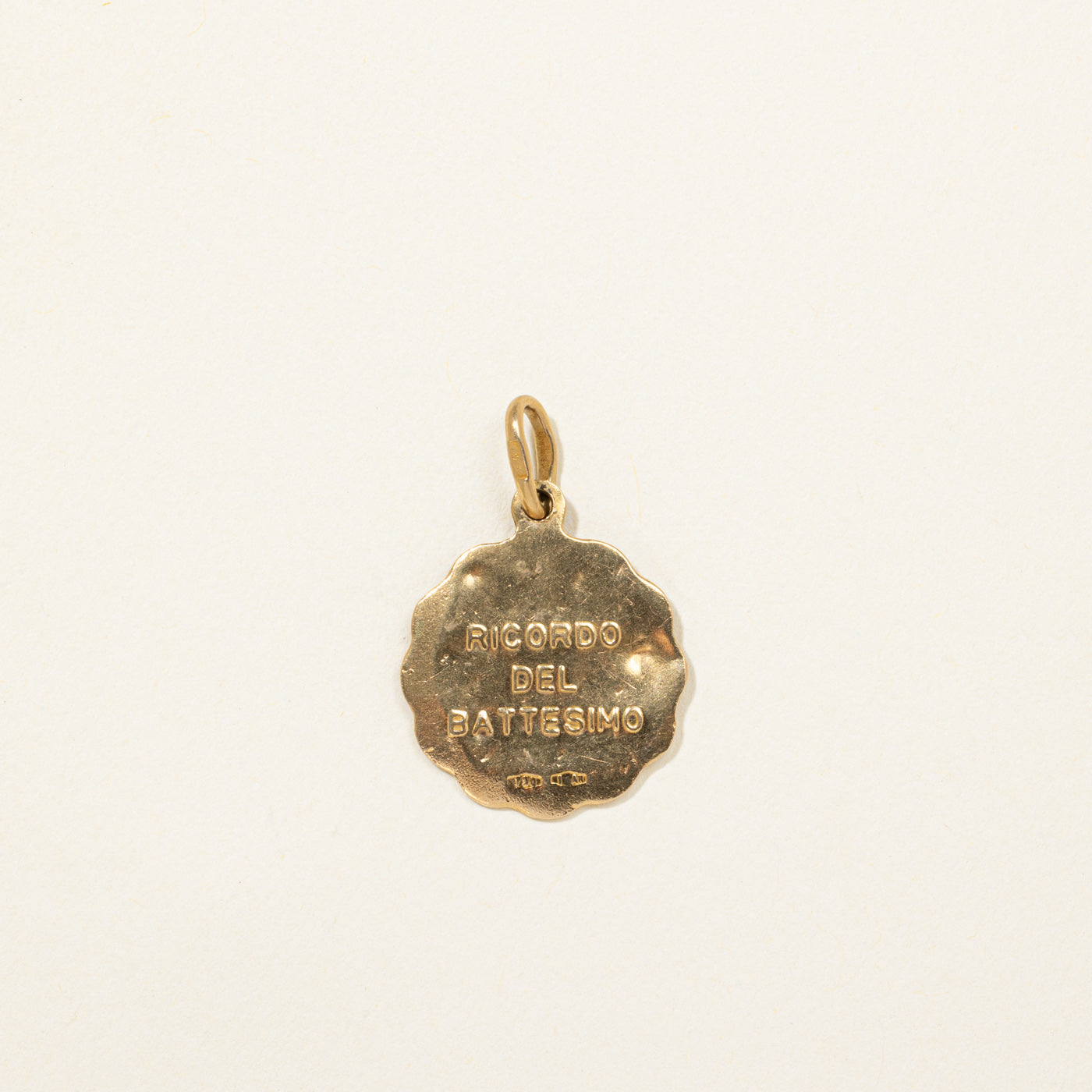 Vintage Italian 18k Yellow Gold Baptism Pendant