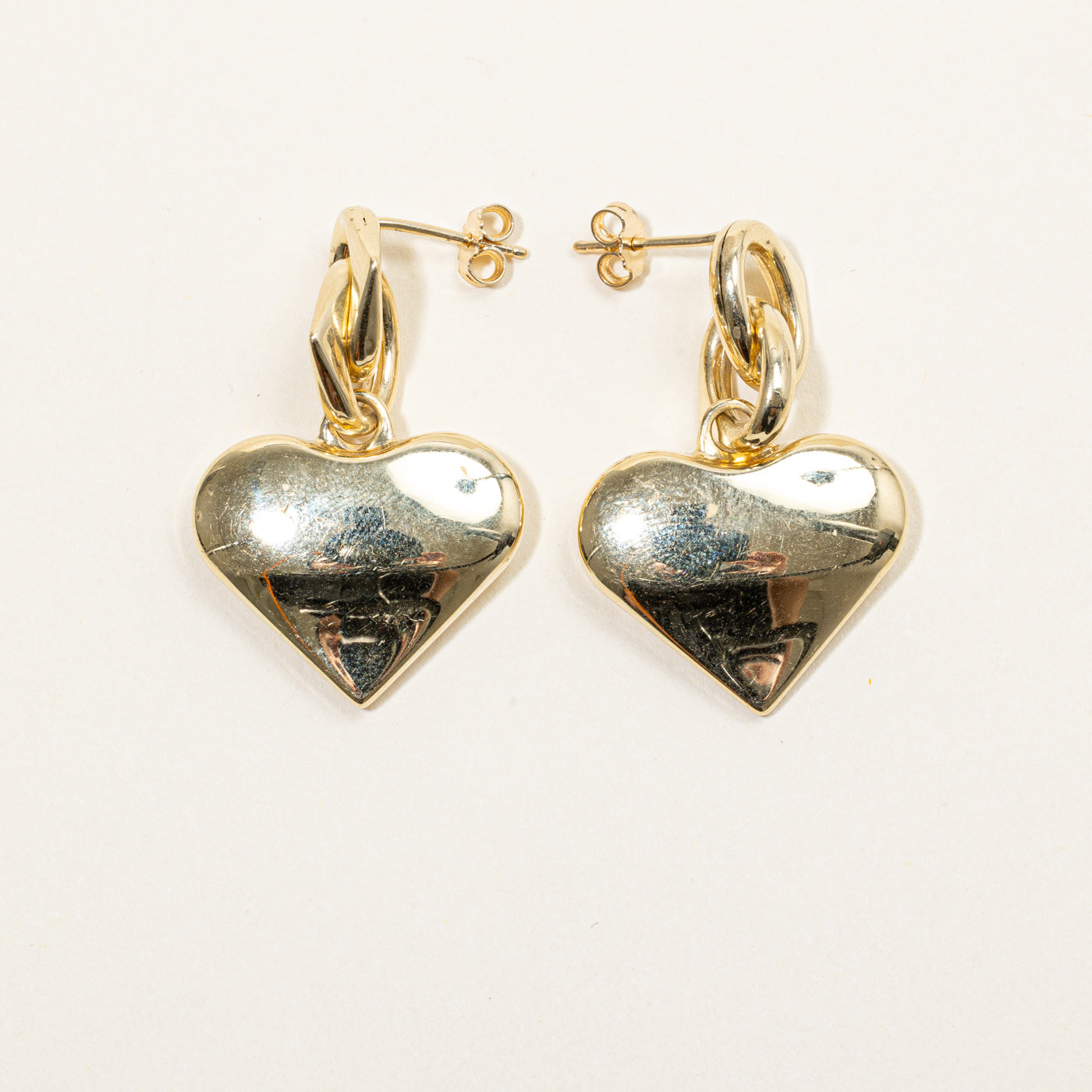 18k Yellow Gold Heart Earrings