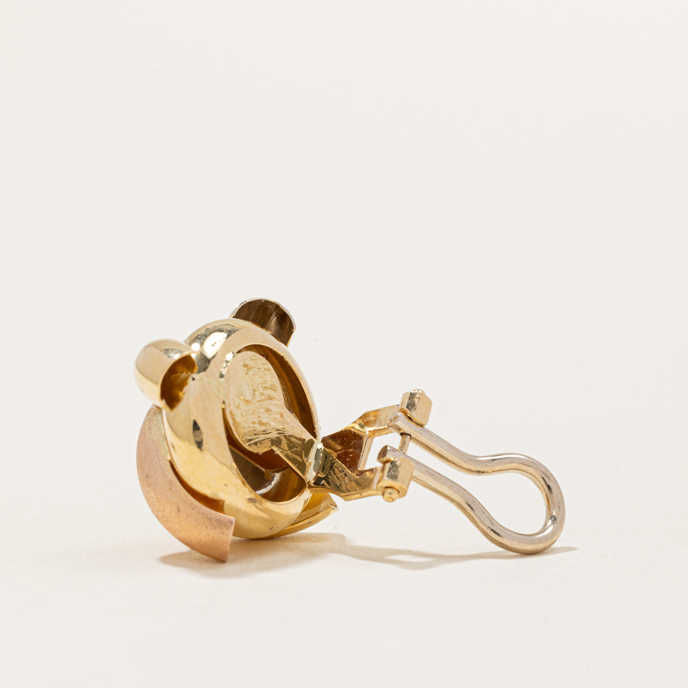 18k Tri Tone Gold Knot Clip On Earrings
