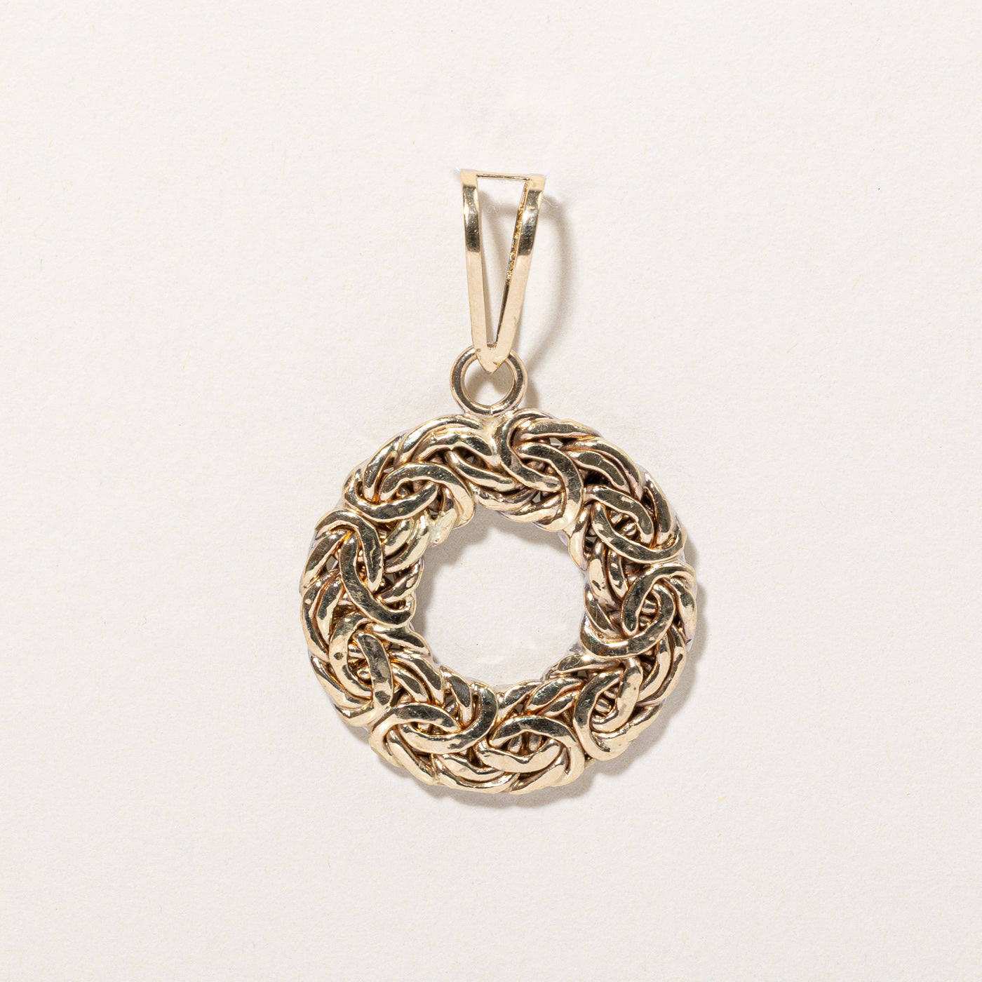 14k Two Tone Gold Wreath Pendant