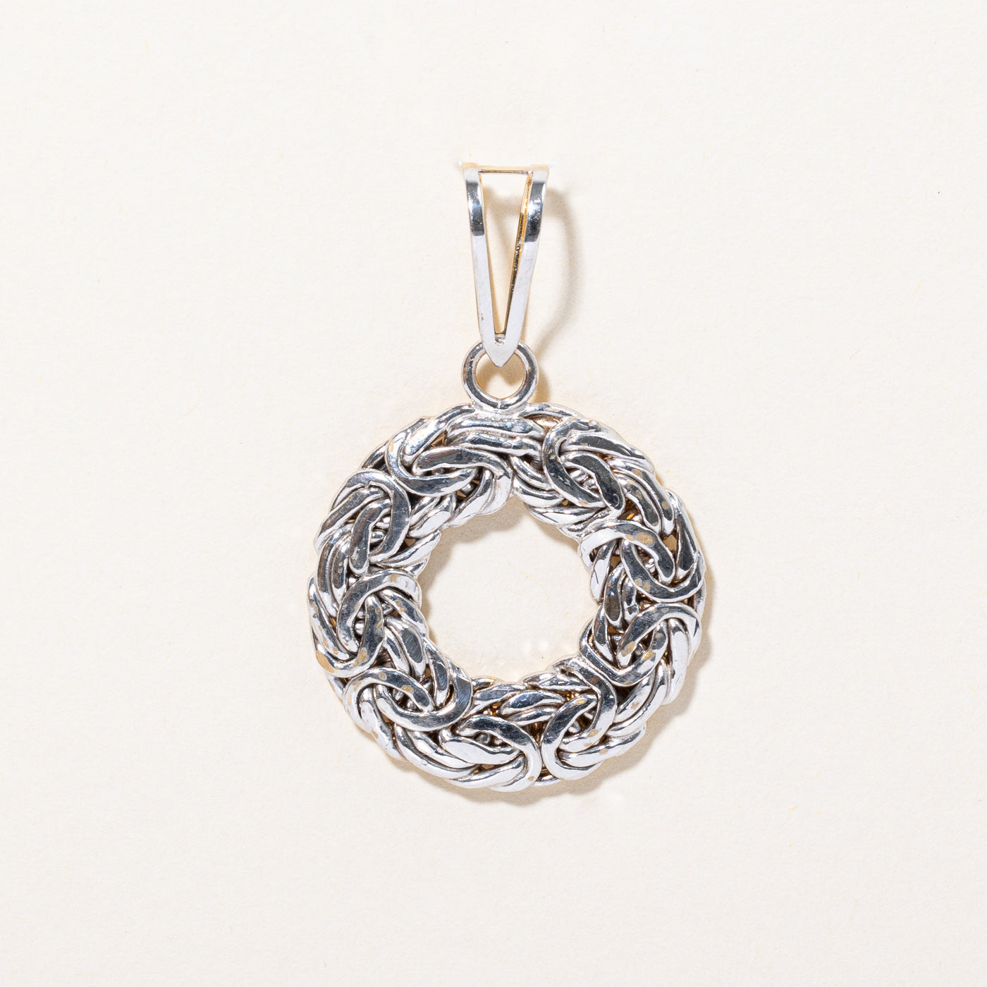 14k Two Tone Gold Wreath Pendant