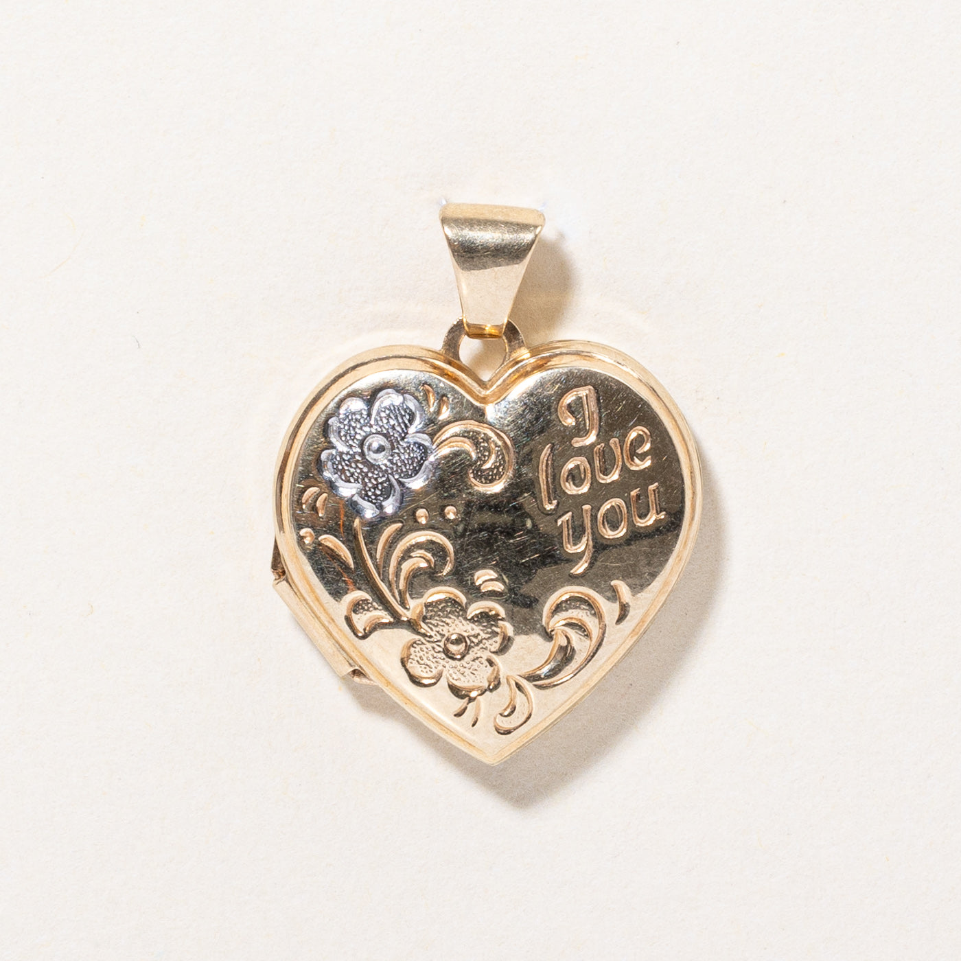 10k Two Tone Gold "I Love You" Heart Locket