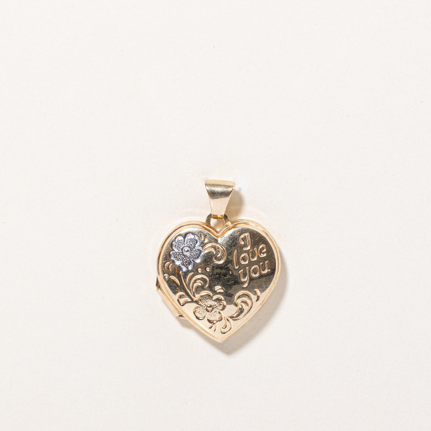 10k Two Tone Gold "I Love You" Heart Locket