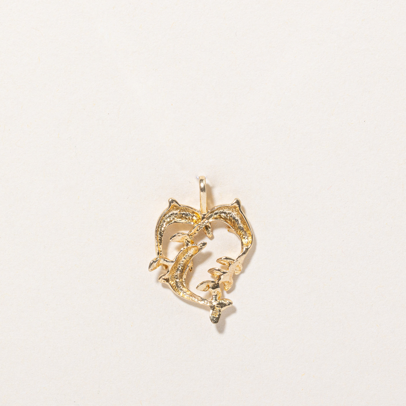 10k Yellow Gold Dolphin Heart Pendant
