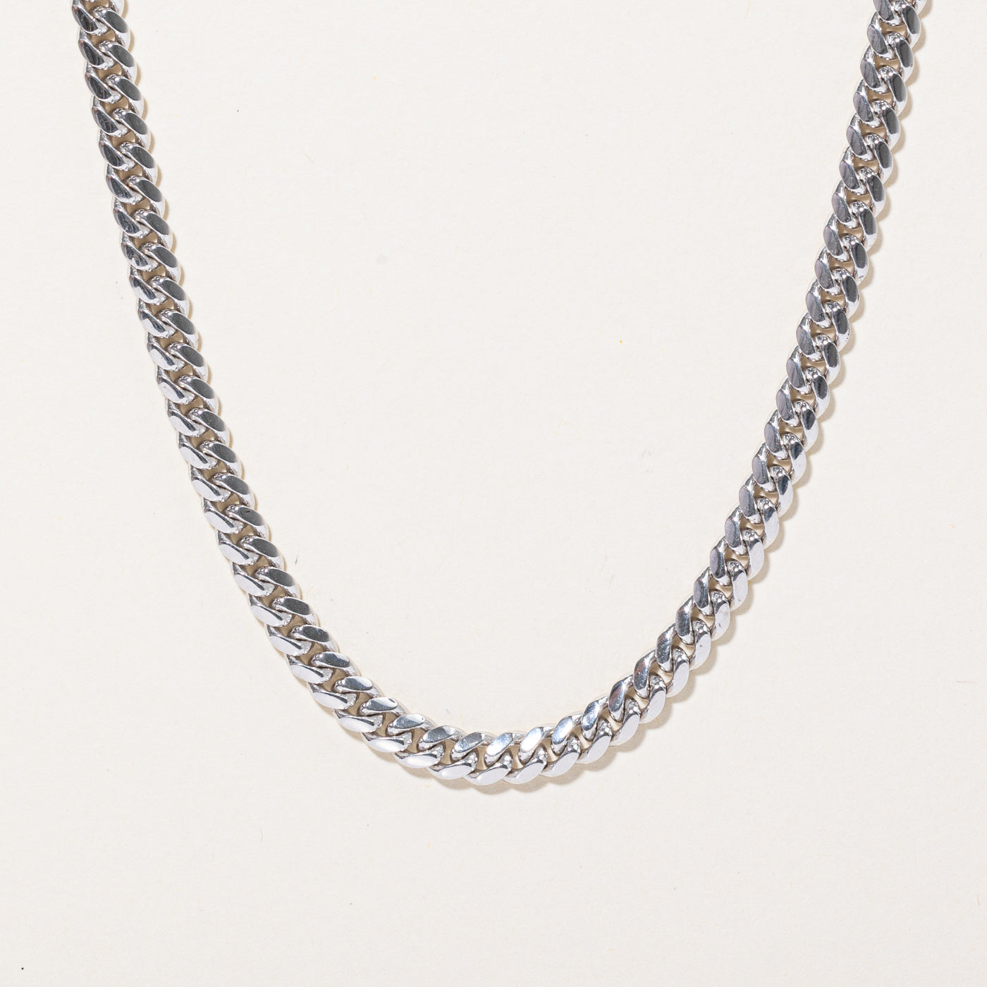 Chaîne à maillons gourmette en or blanc 14 carats | 22 pouces |
