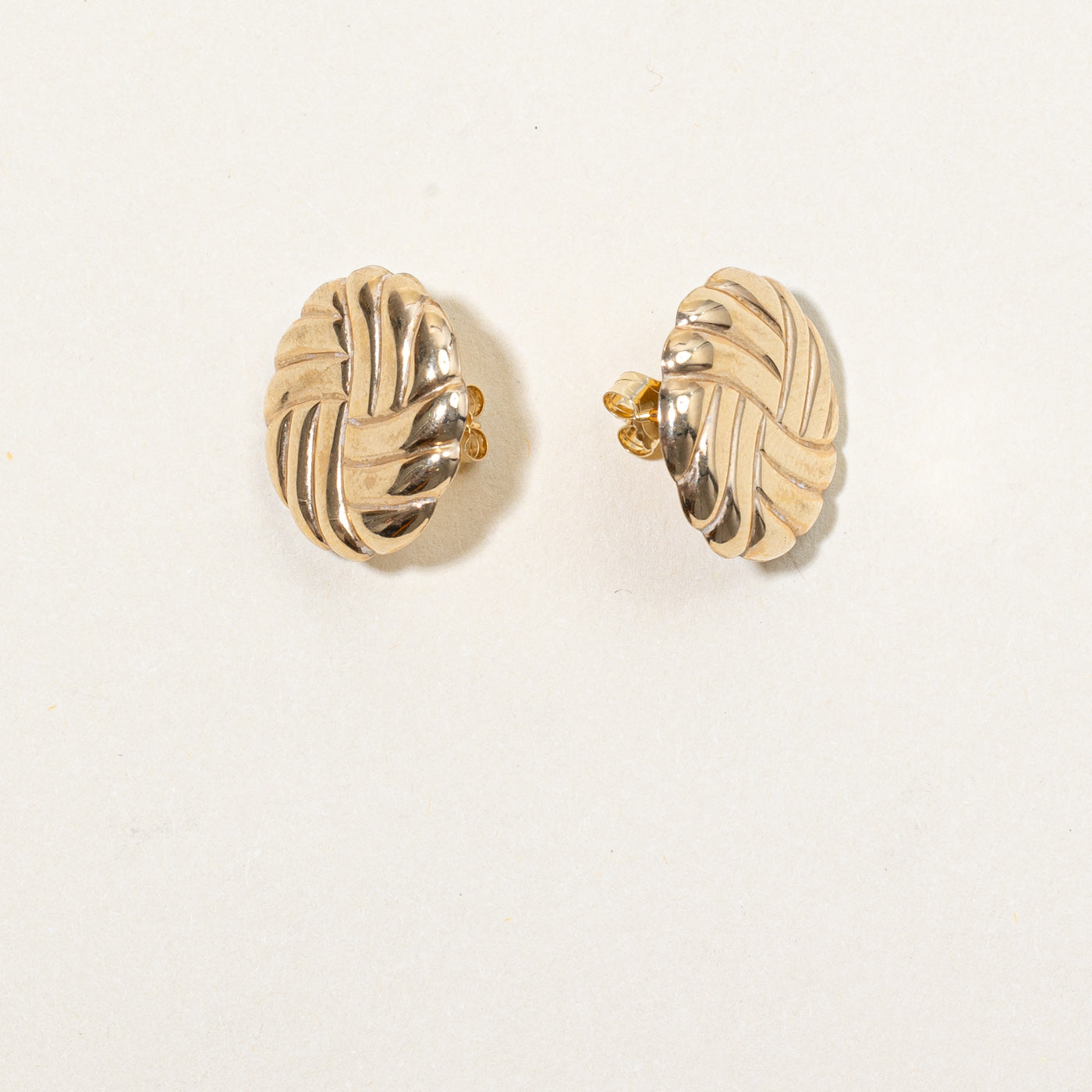14k Yellow Gold Shield Earrings