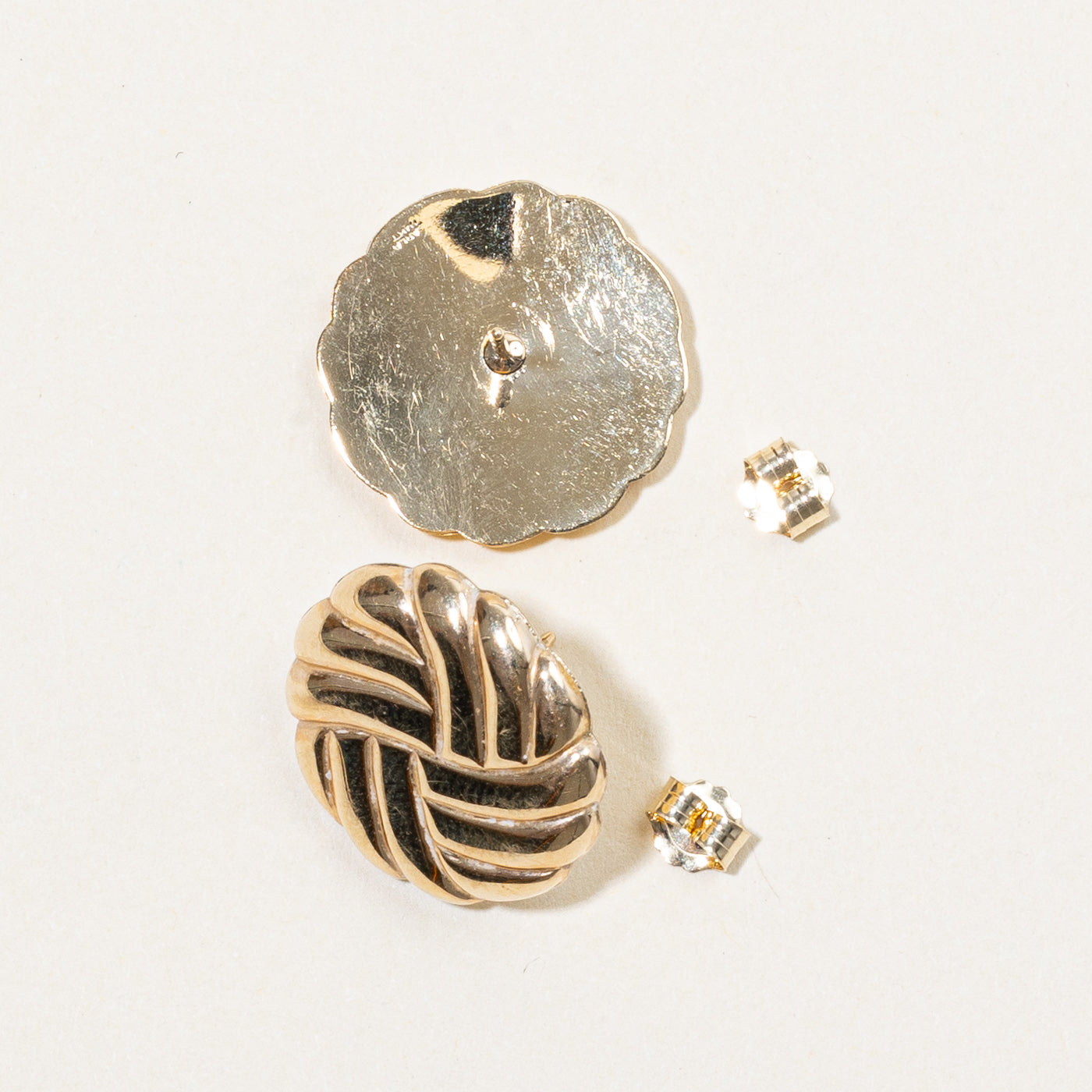 14k Yellow Gold Shield Earrings