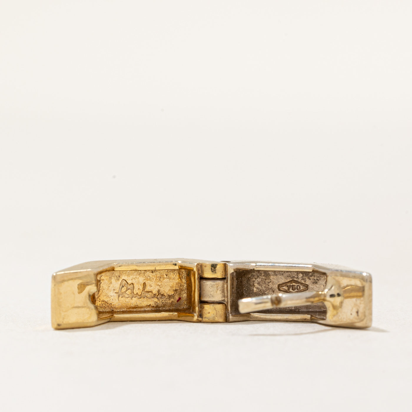18k Two Tone Gold Hexagon Hoop Earrings