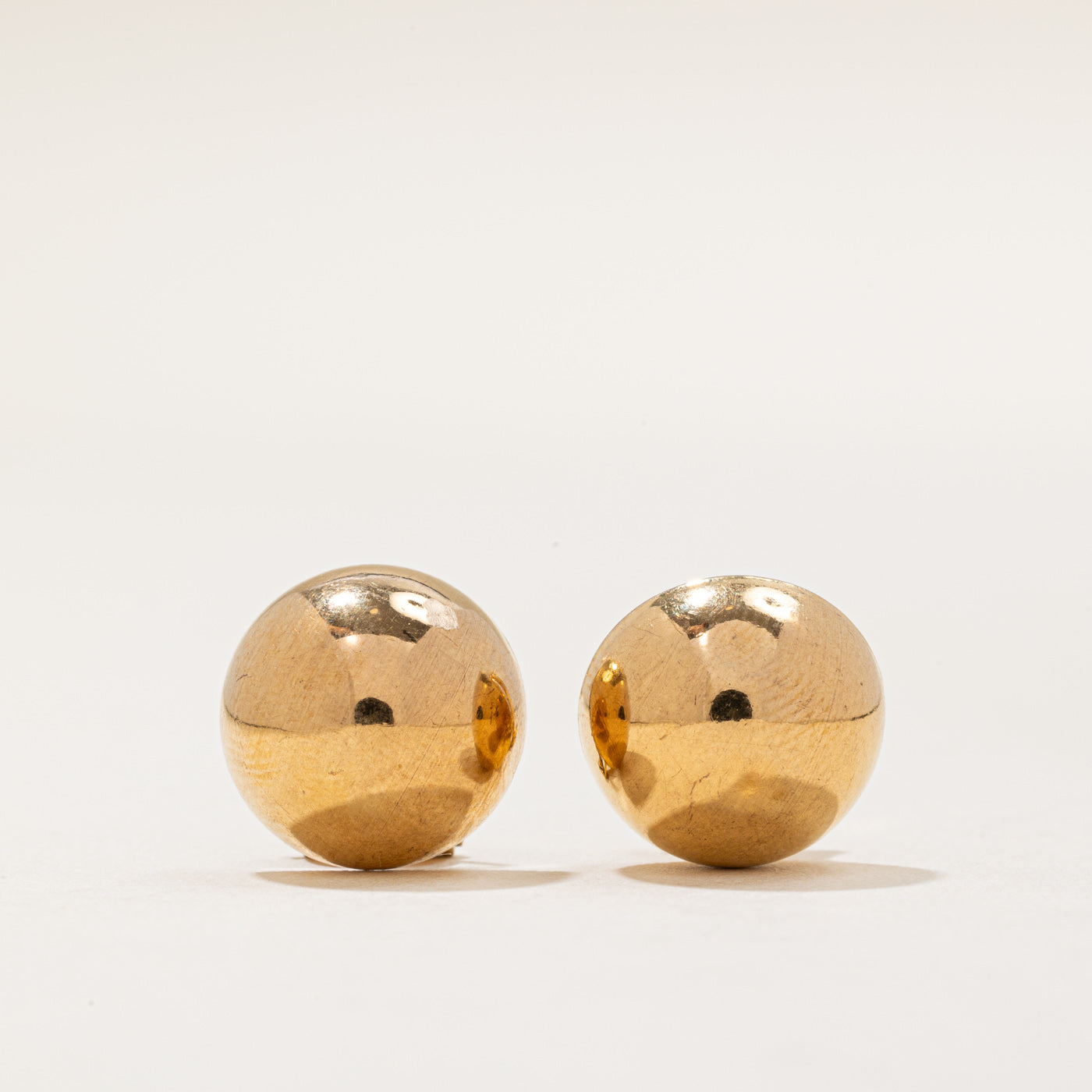 9k Yellow Gold Half Dome Clip On Earrings