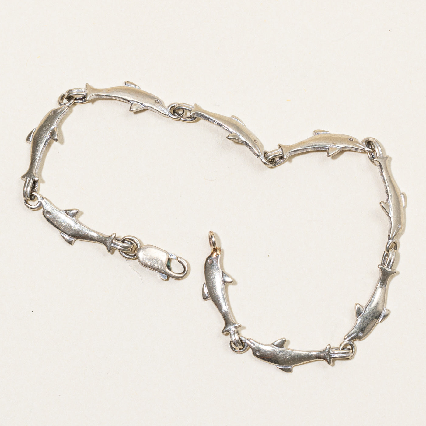10k White Gold Dolphin Link Bracelet | 7.25" |