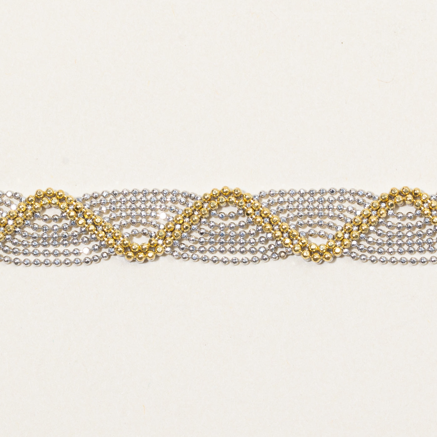 18k Two Tone Bead Link Bracelet | 6.5" |