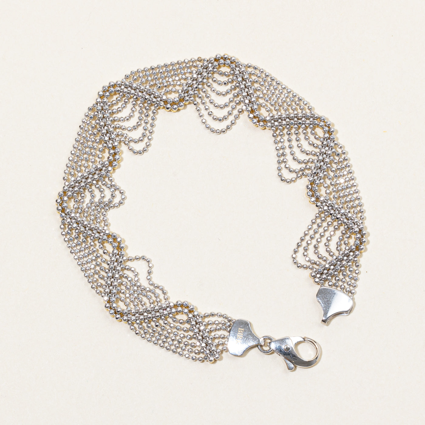 18k Two Tone Bead Link Bracelet | 6.5" |