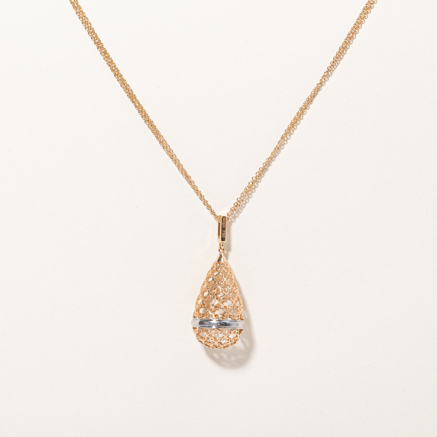 Birks' 18k Two Tone Gold Cage Pendant & Necklace | 28" |