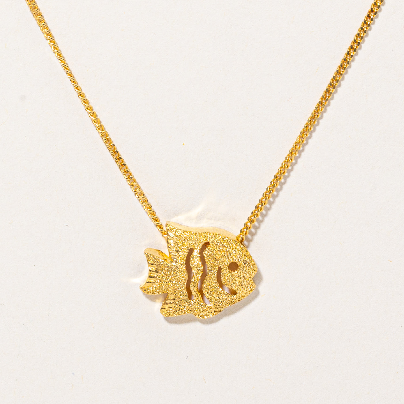 24k Yellow Gold Fish Pendant Necklace | 16" |