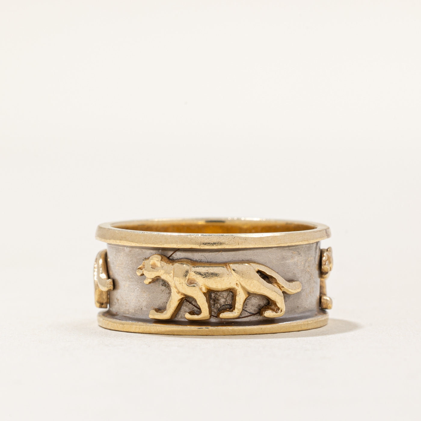 14k Two Tone Gold Panther Ring SZ