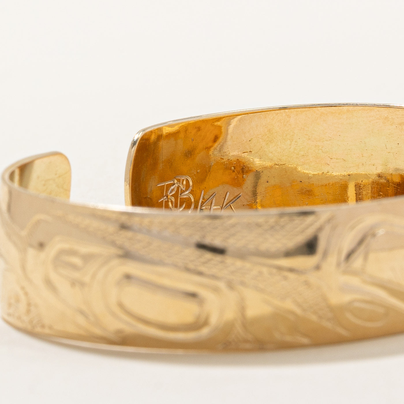 14k Yellow Gold Indigenous Art Bangle | 6.5" |