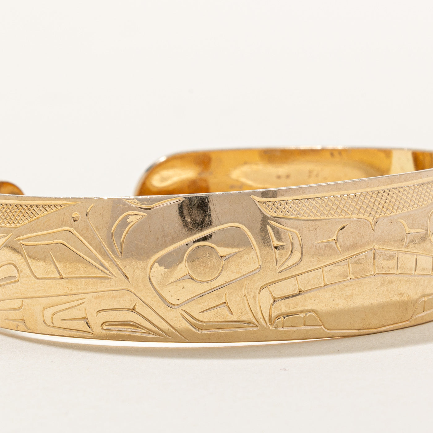 14k Yellow Gold Indigenous Art Bangle | 6.5" |