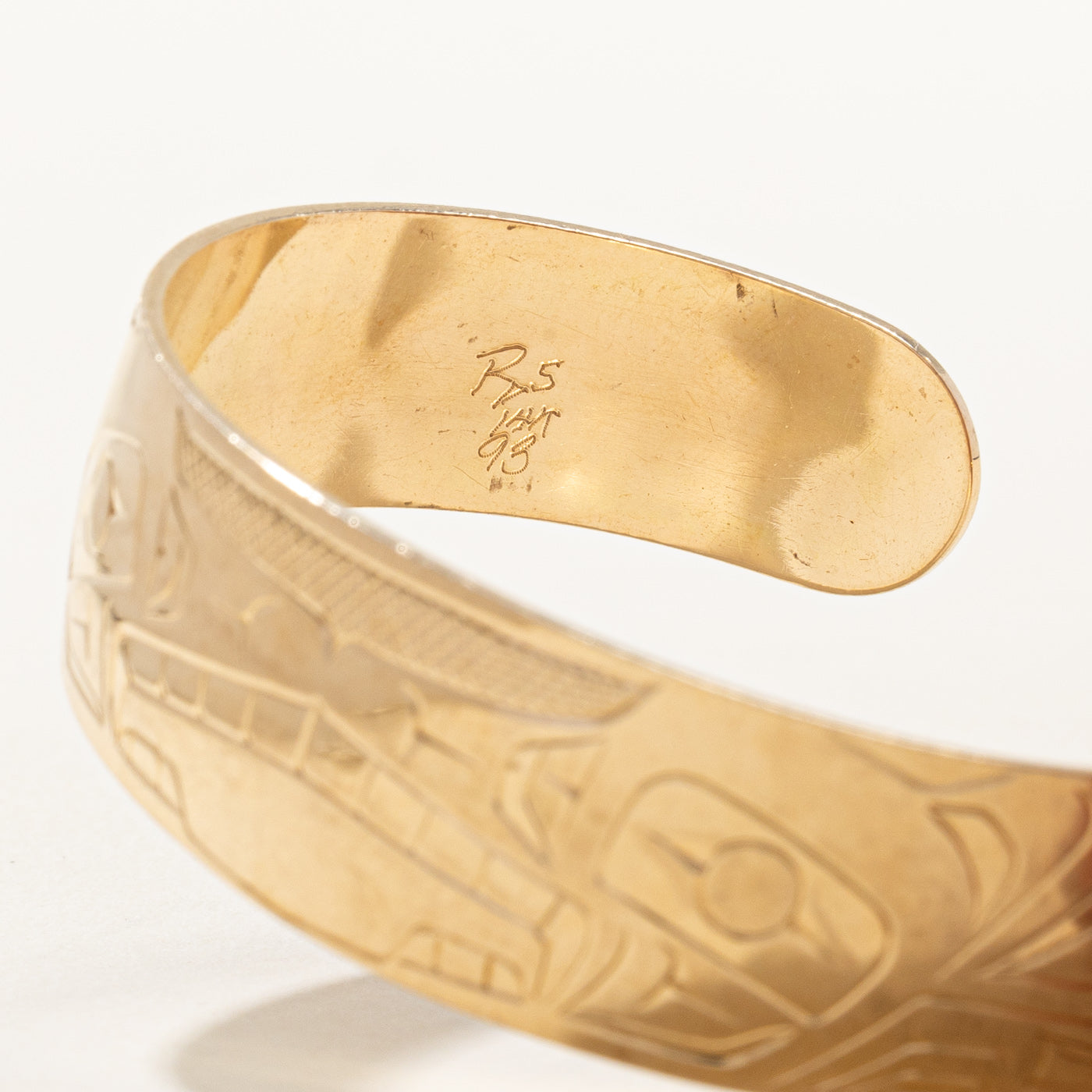 14k Yellow Gold Indigenous Art Bangle | 6.5" |