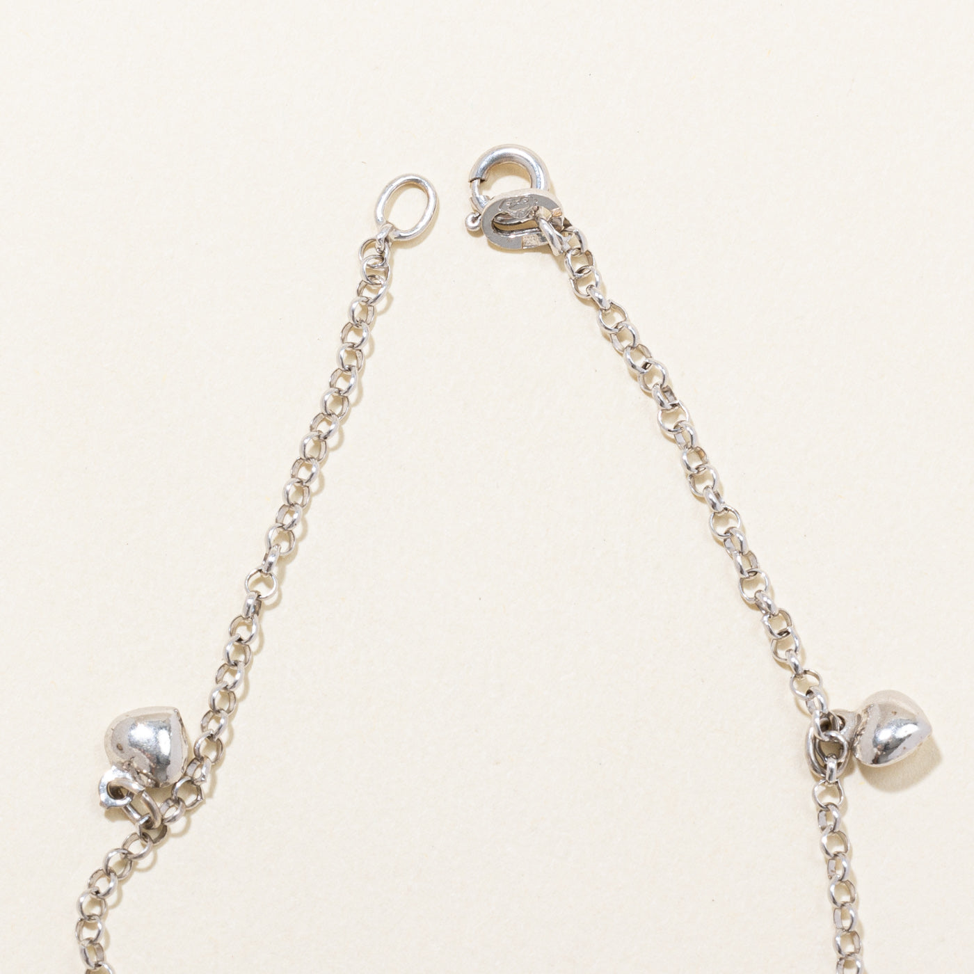 Italian 18k White Gold Dolphin & Heart Charm Bracelet | 9.25" |