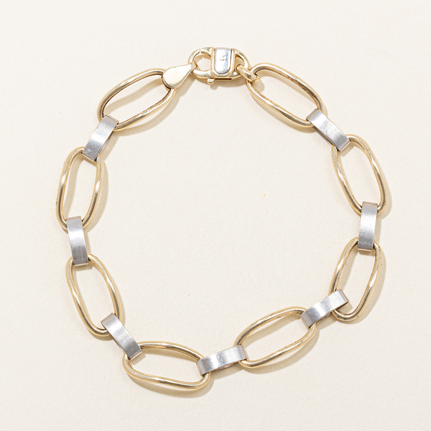 Bracelet bicolore en or 10 carats | 7,5 pouces |