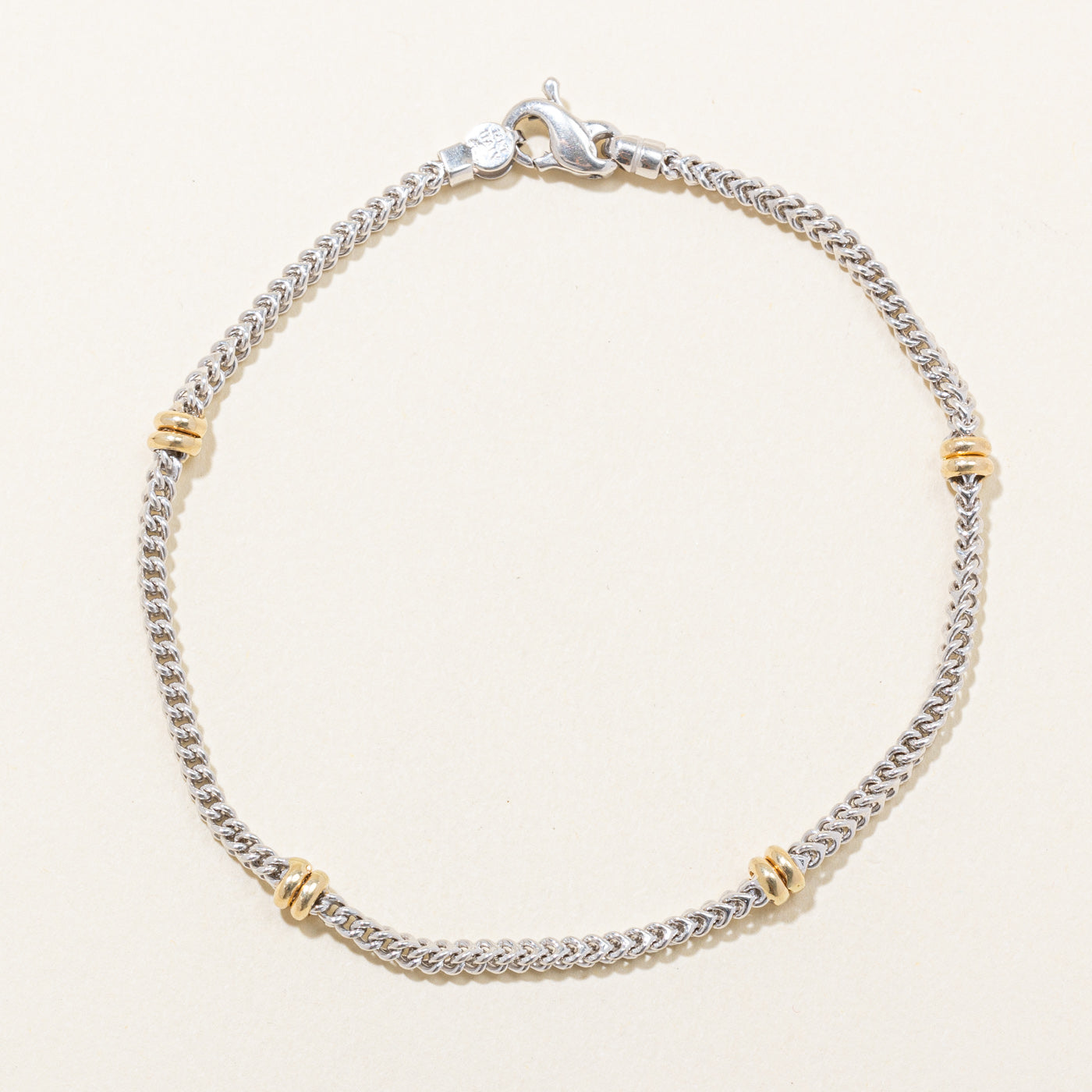 Bracelet en or bicolore 14 carats | 8 pouces |