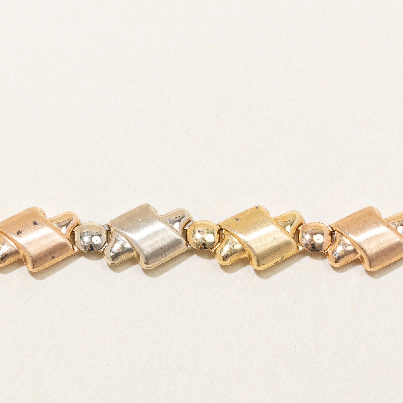 Italian 18k Tri Tone Gold Bracelet | 7.5" |