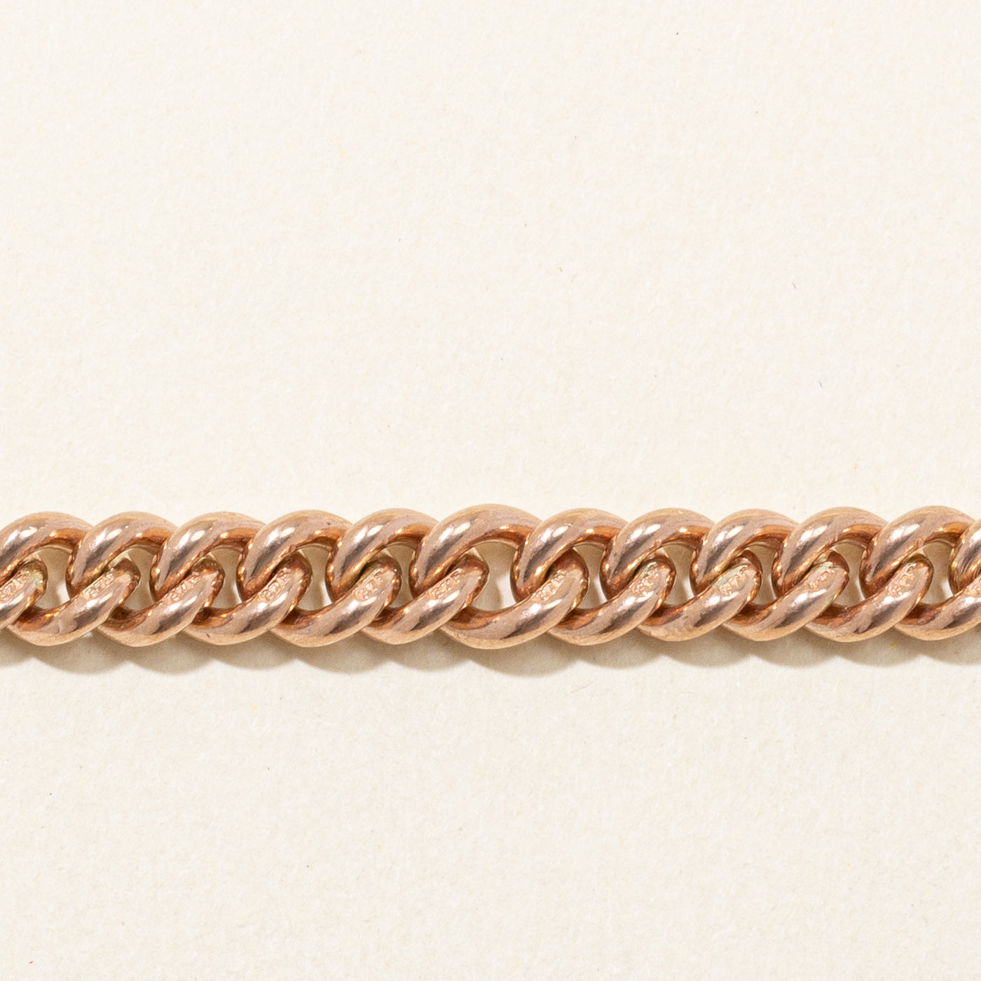 Antique London Hallmarked 9k Rose Gold Graduated Curb Link Bracelet | 8.5" |