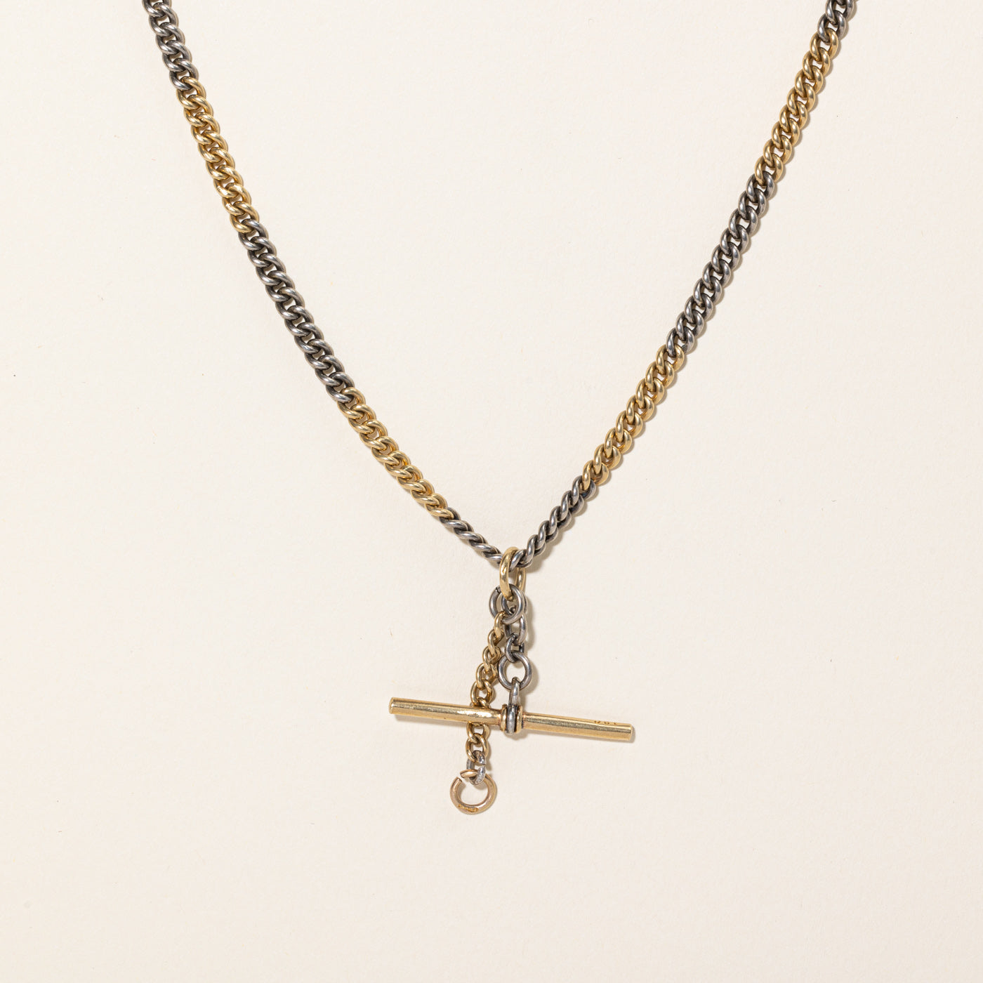 Silver & 18k Yellow Gold Watch Chain | 16" |