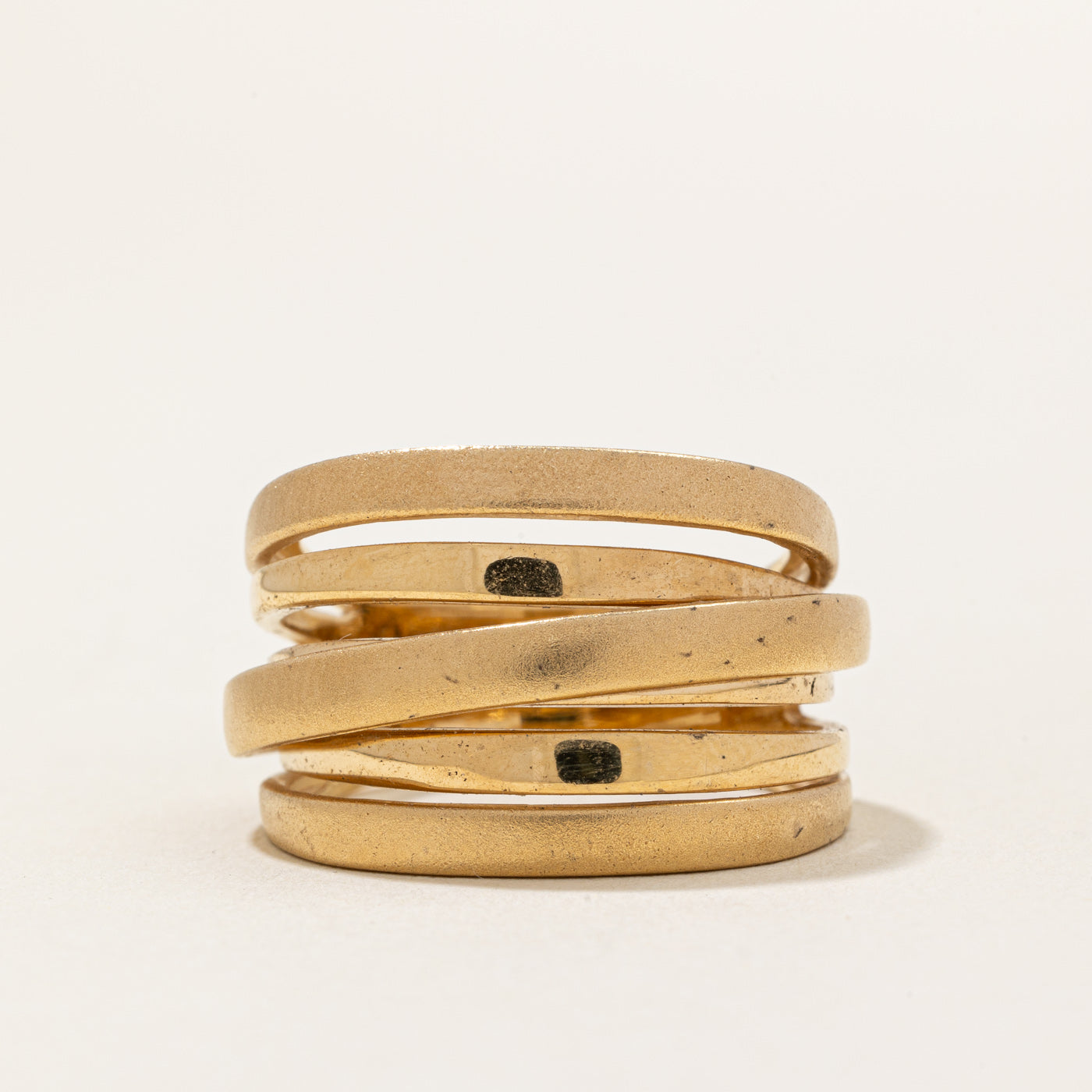 Italian 18k Yellow Gold Overlapping Ring | SZ 9 |