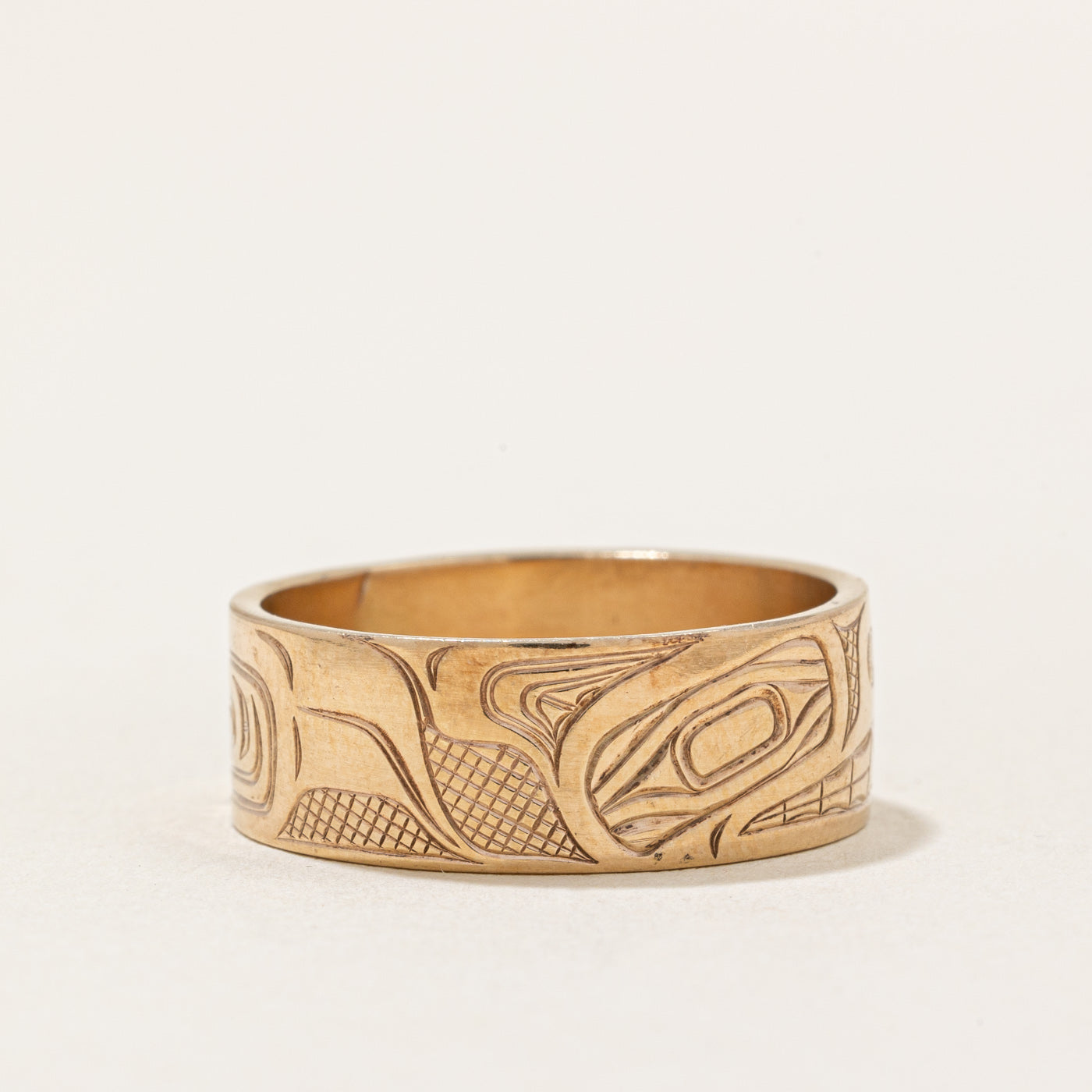 'David Neel' 14k Yellow Gold Indigenous Art Band | SZ 7.5 |