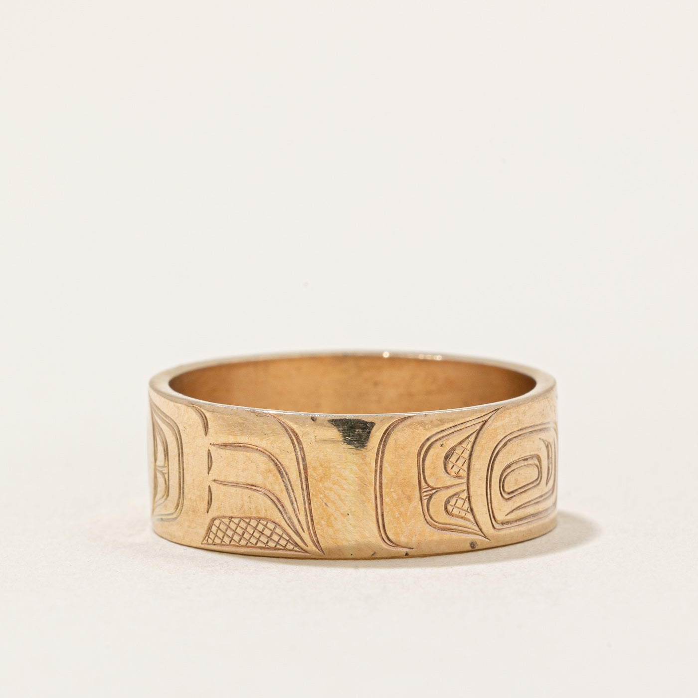 'David Neel' 14k Yellow Gold Indigenous Art Band | SZ 7.5 |