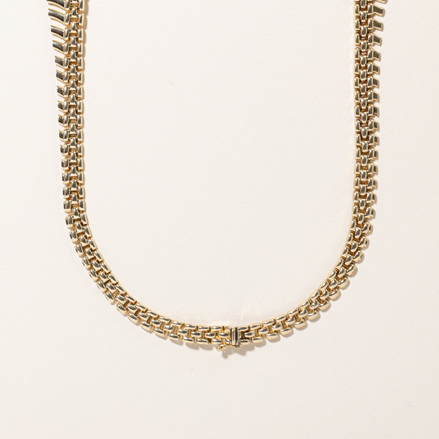 14k Yellow Gold Panther Link Fishbone Style Necklace | 16" |
