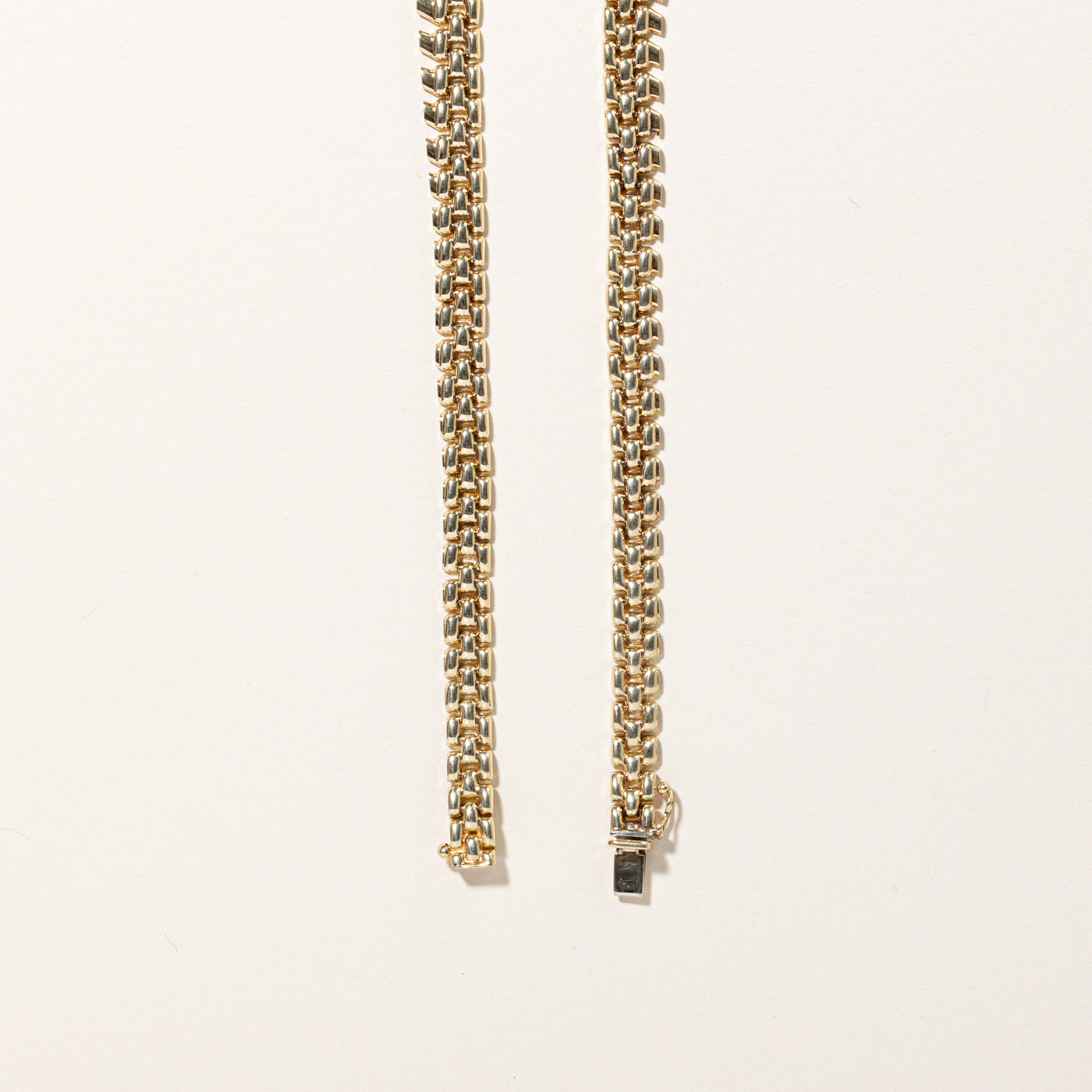 14k Yellow Gold Panther Link Fishbone Style Necklace | 16" |