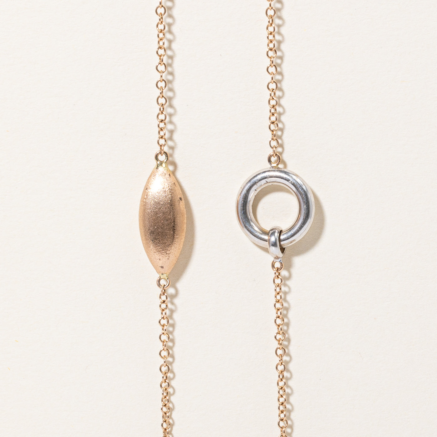 14k Two Tone Gold Toggle Lariat Necklace | 36" |