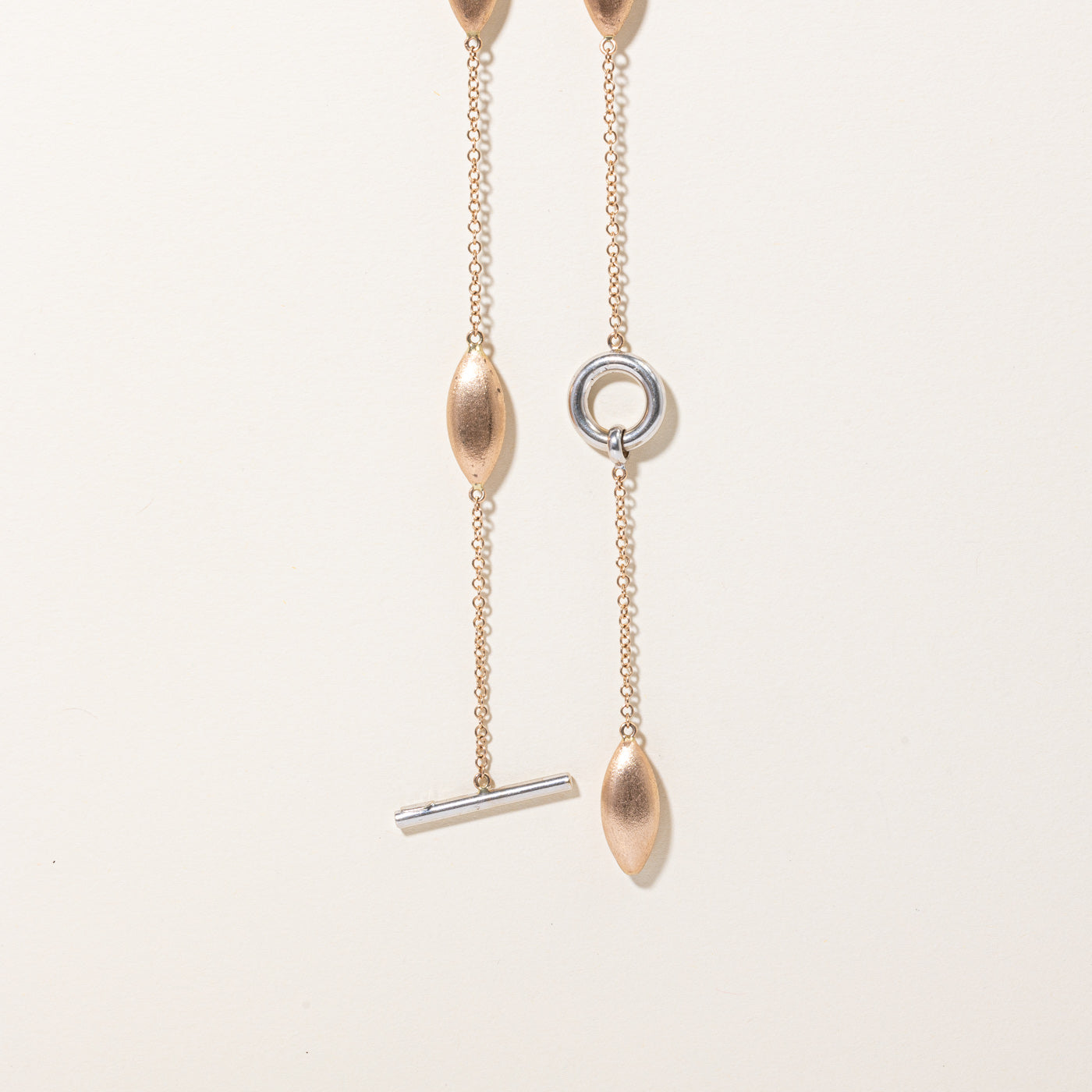 14k Two Tone Gold Toggle Lariat Necklace | 36" |