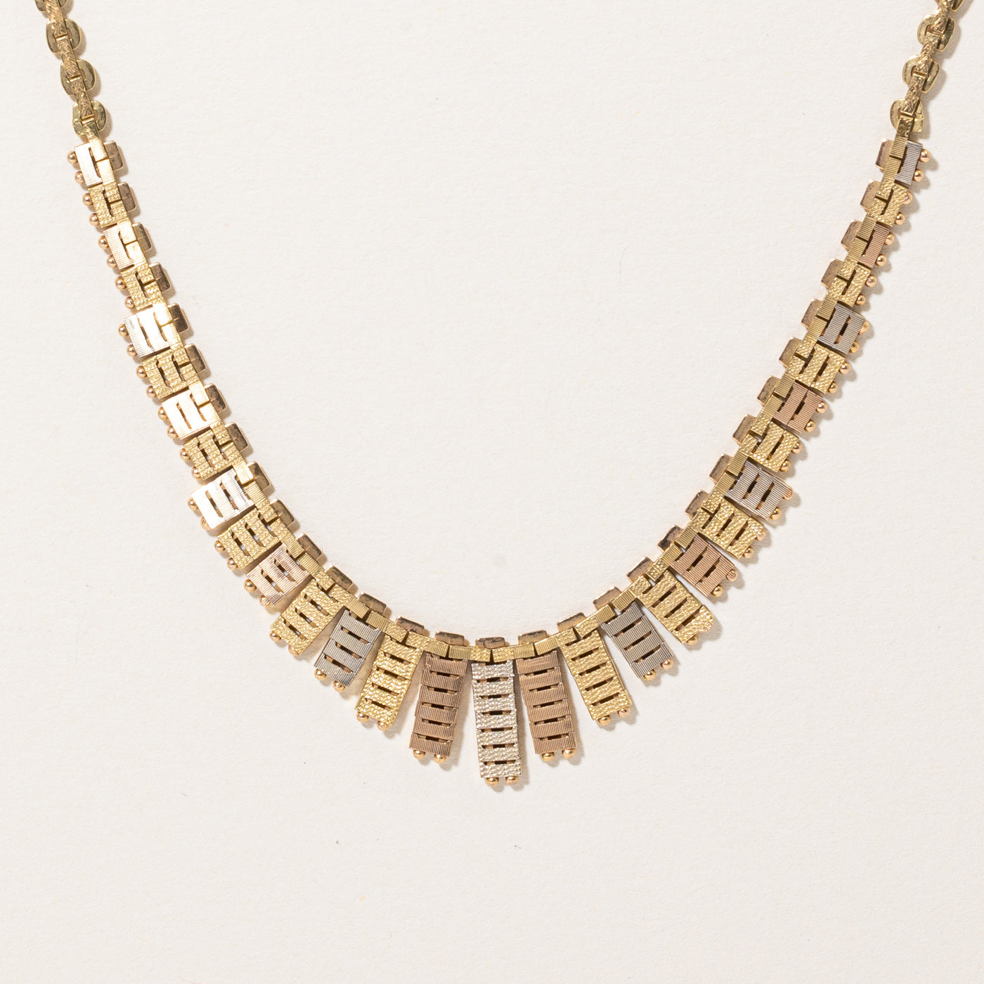 18k Tri Tone Gold Plate Link Necklace | 16" |