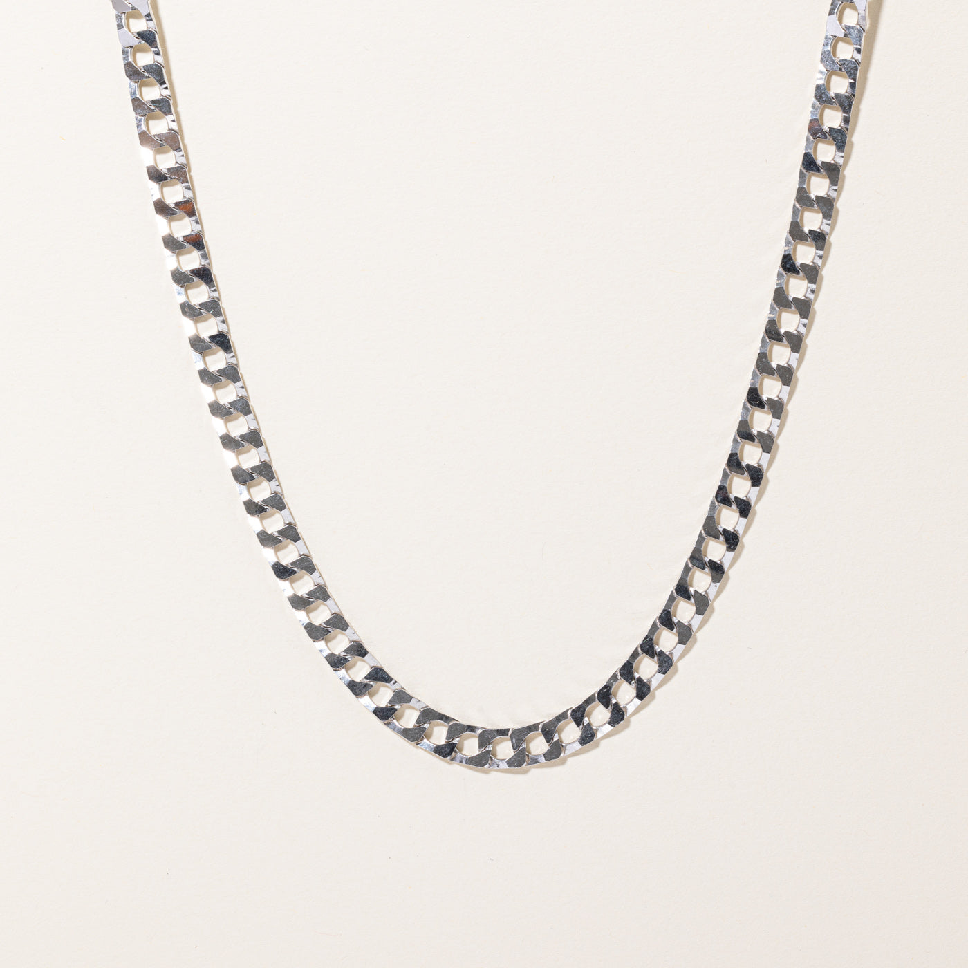 10k White Gold Curb Link Chain | 22" |
