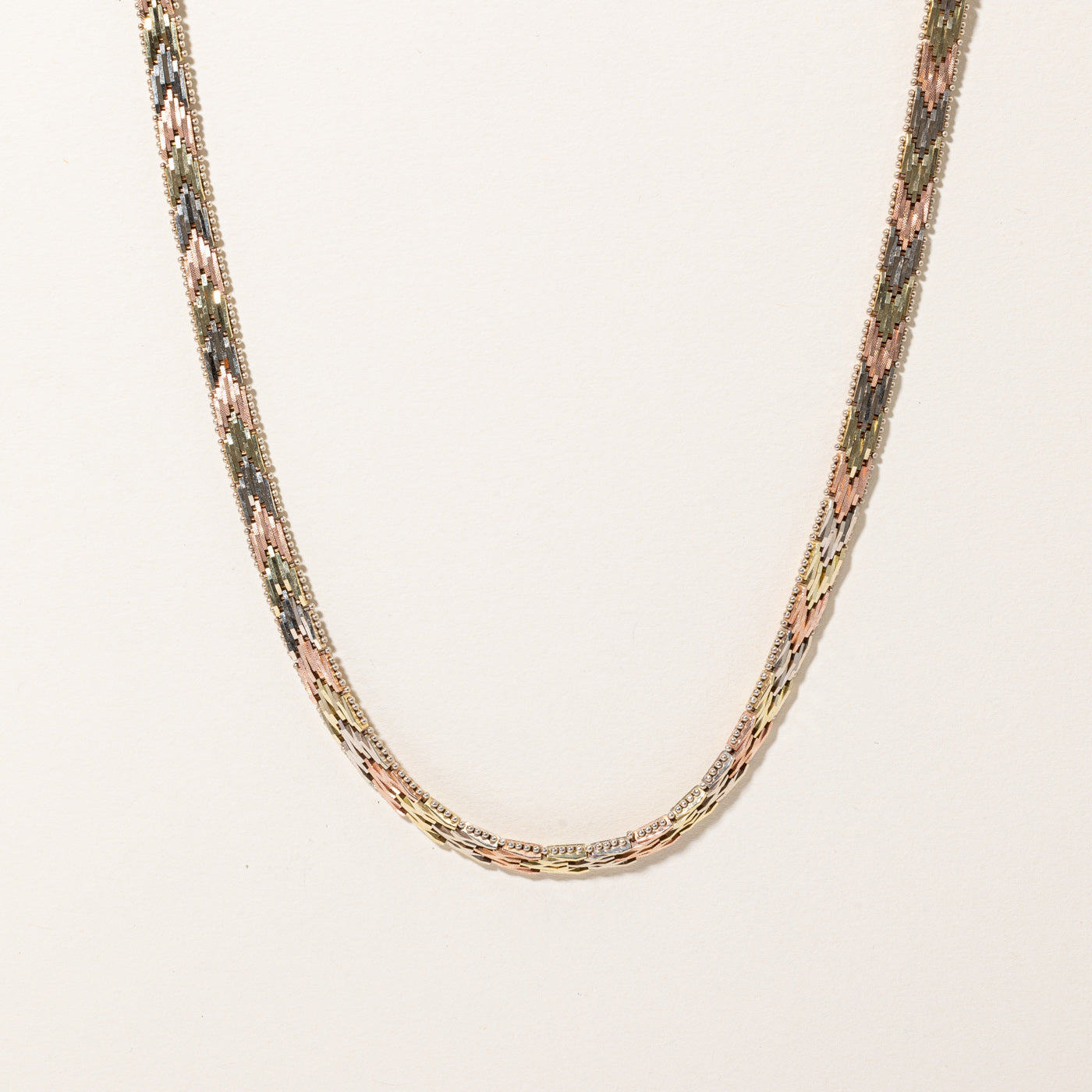 14k Tri Tone Gold Plate Link Necklace | 16" |