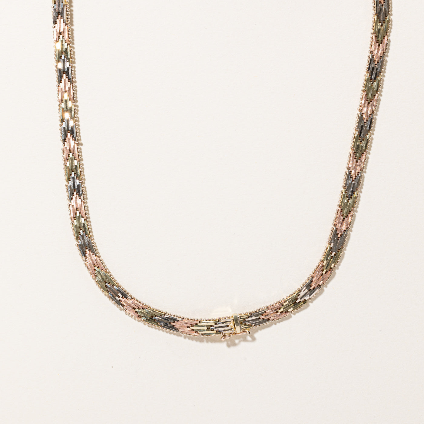 14k Tri Tone Gold Plate Link Necklace | 16" |