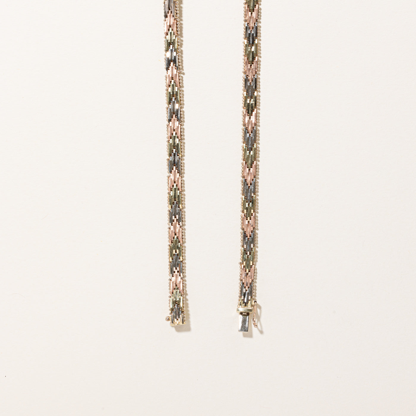 14k Tri Tone Gold Plate Link Necklace | 16" |