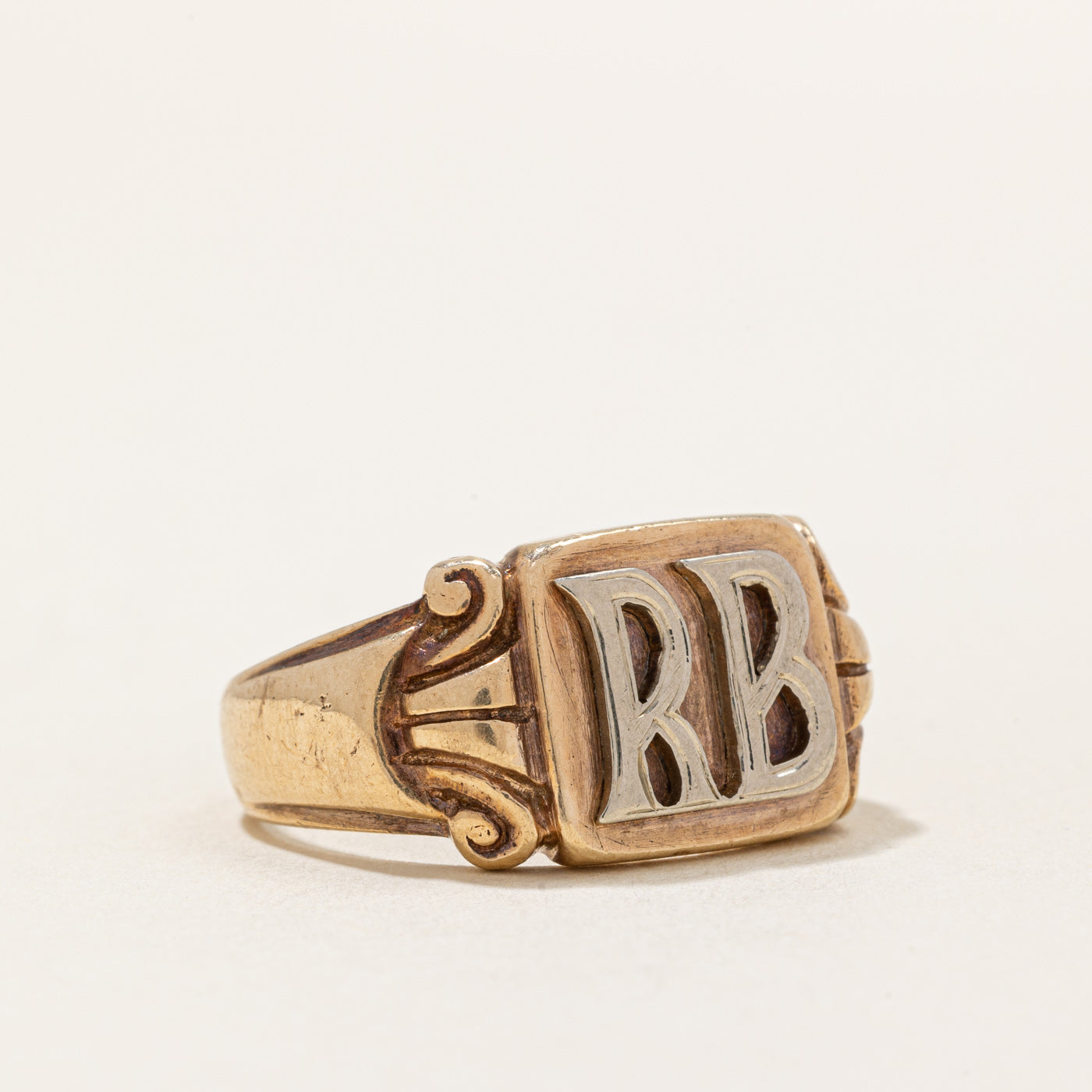 10k Two Tone Gold 'RB' Signet Ring | SZ 9.5 |