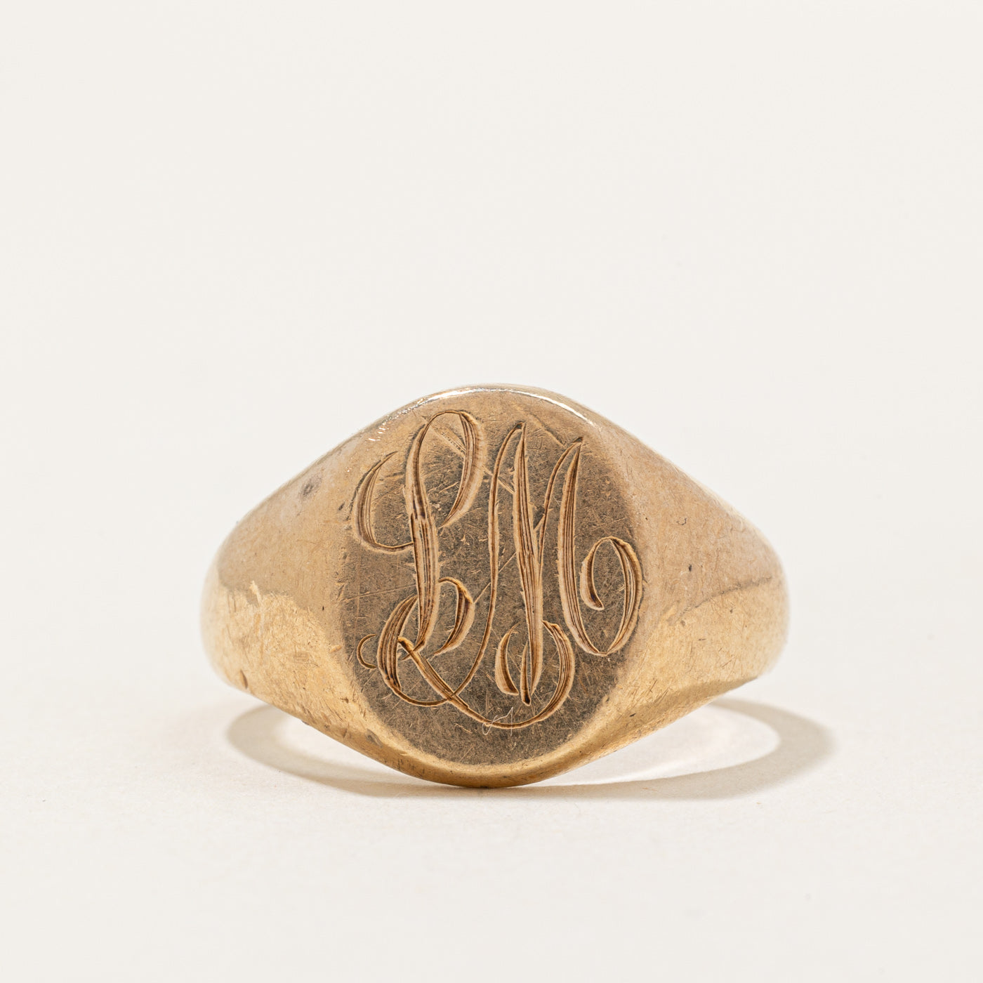 10k Yellow Gold 'LM' Signet Ring | SZ 8.75 |