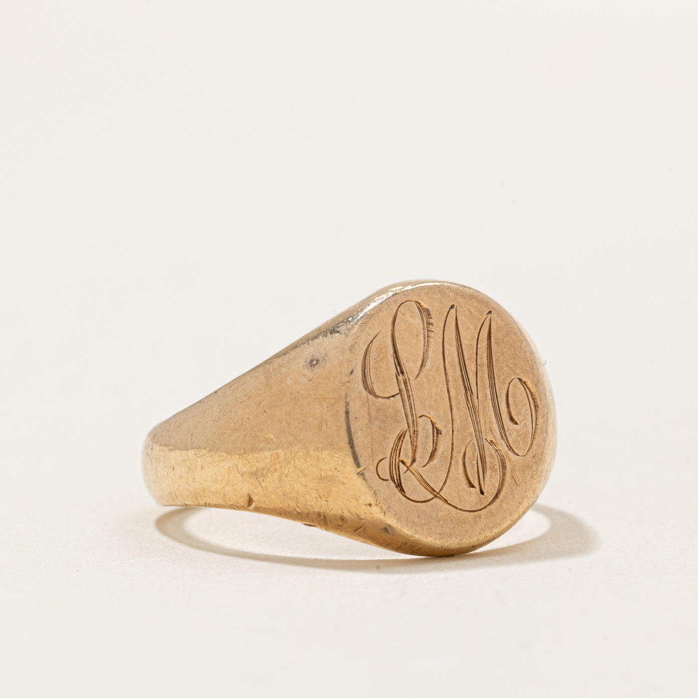 10k Yellow Gold 'LM' Signet Ring | SZ 8.75 |